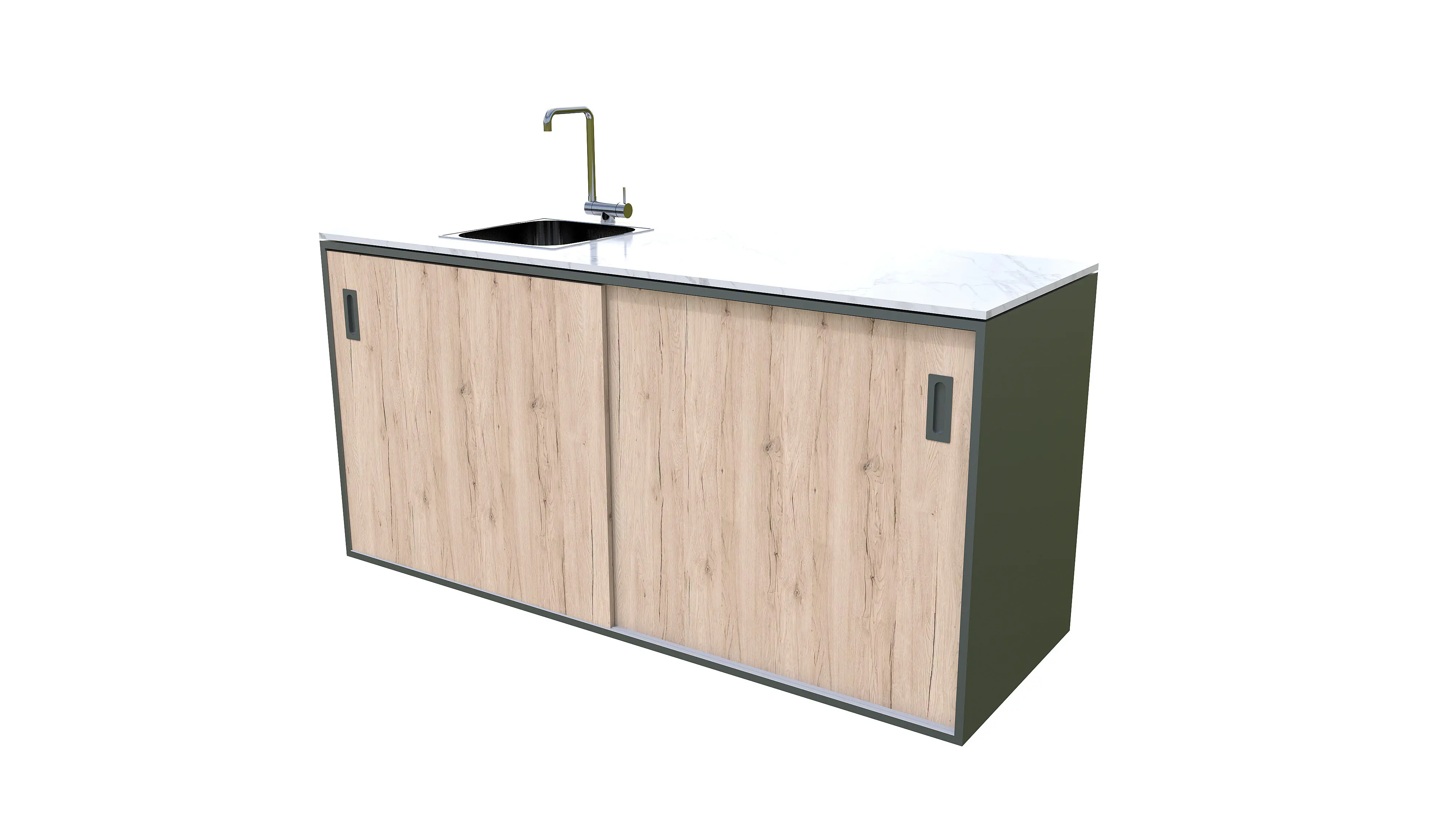 Bellano Living Element für Outdoorküchen mit Spüle links und 2 Türen eiche