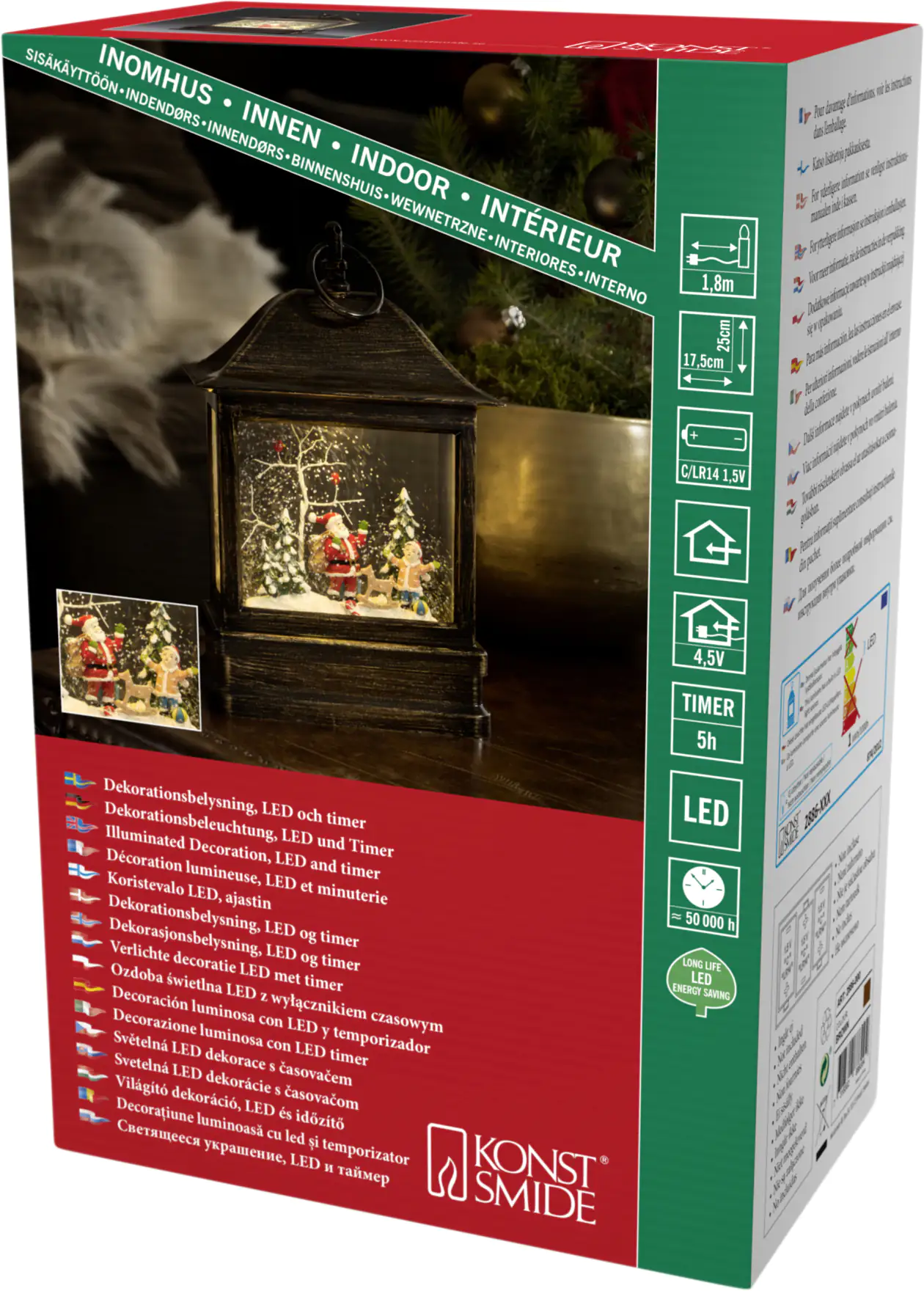 Konstsmide LED Schneelaterne mit Weihnachtsmann 8,5 x 17,5 x 25 cm Konstsmide LED Schneelaterne mit Weihnachtsmann 8,5 x 17,5 x 25 cm