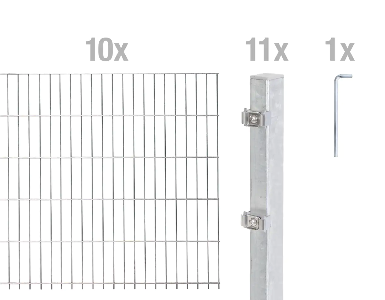 Alberts Doppelstabmatten-Grundset 20 m 200 x 100 cm 6/5/6 feuerverzinkt