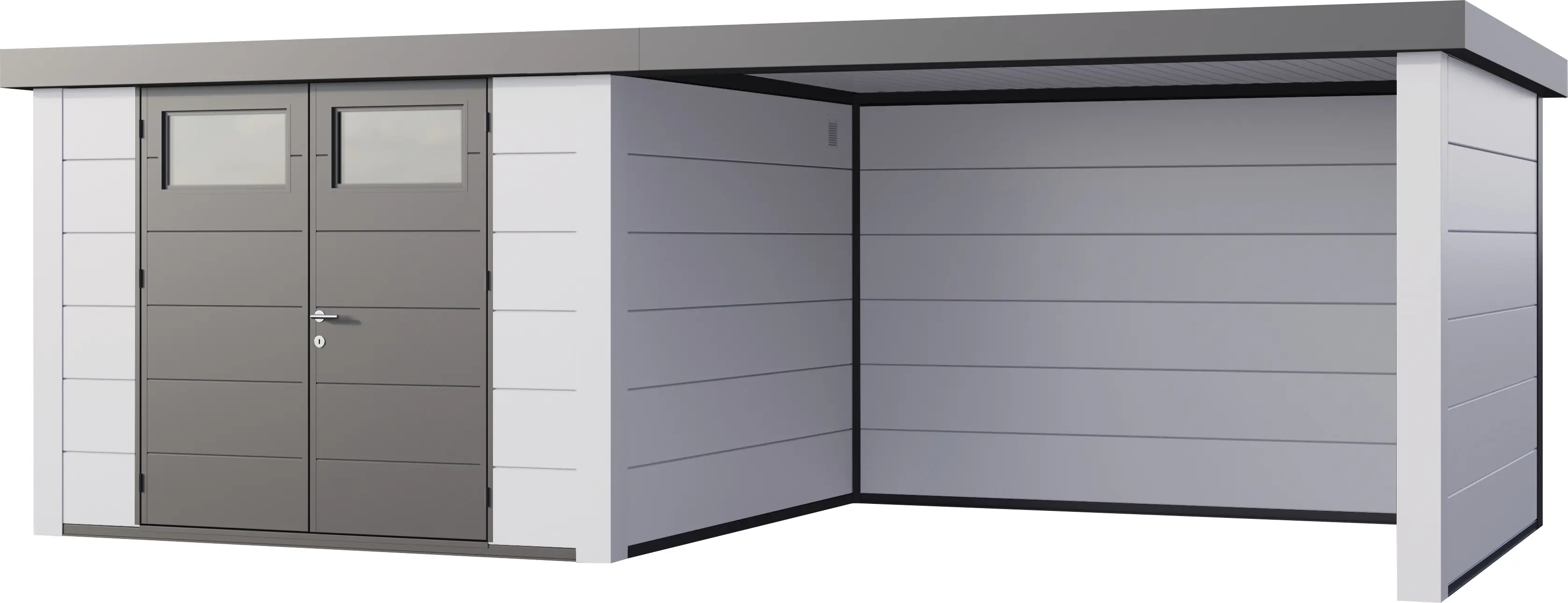 Telluria Gerätehaus Classico Lounge L 3030 rechts EW weiß 642 x 298 cm