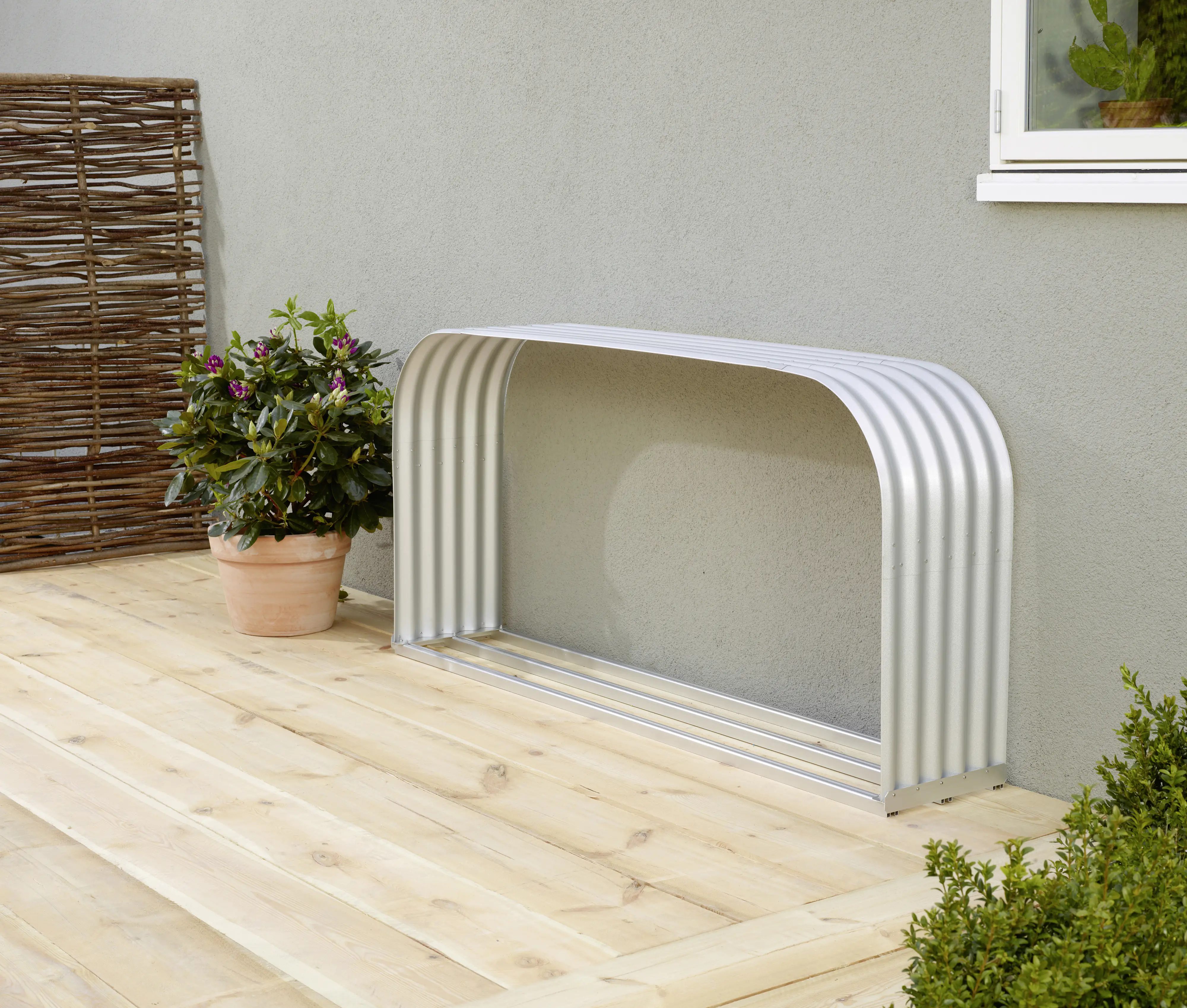 Vitavia Kaminholzregal Lignum 210 x 40 x 100 cm blank aluminium Querformat