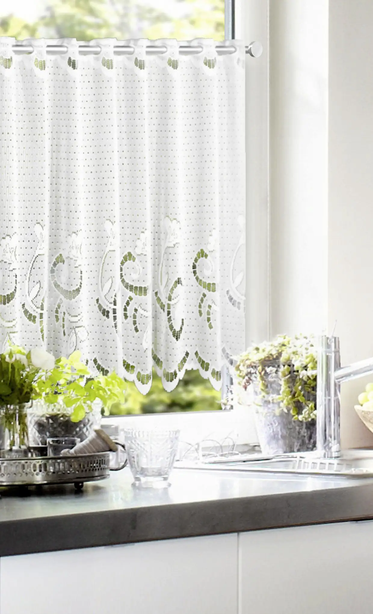 Neusser Collection Cafehausgardine Elia weiß, 50 x 160 cm