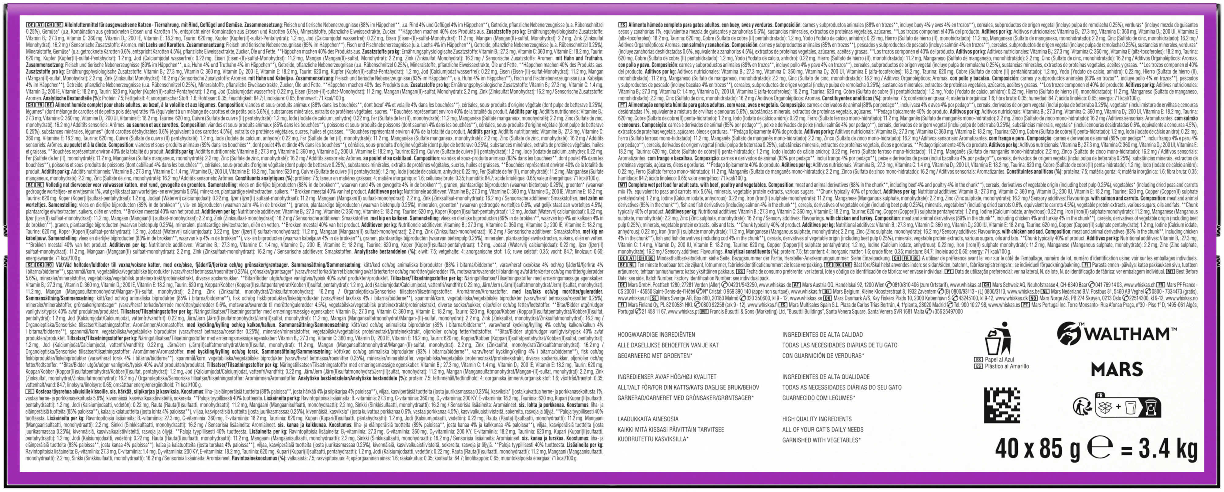 Whiskas Tasty Mix Katzennassfutter Adult 40 x 85 g Fisch in Sauce