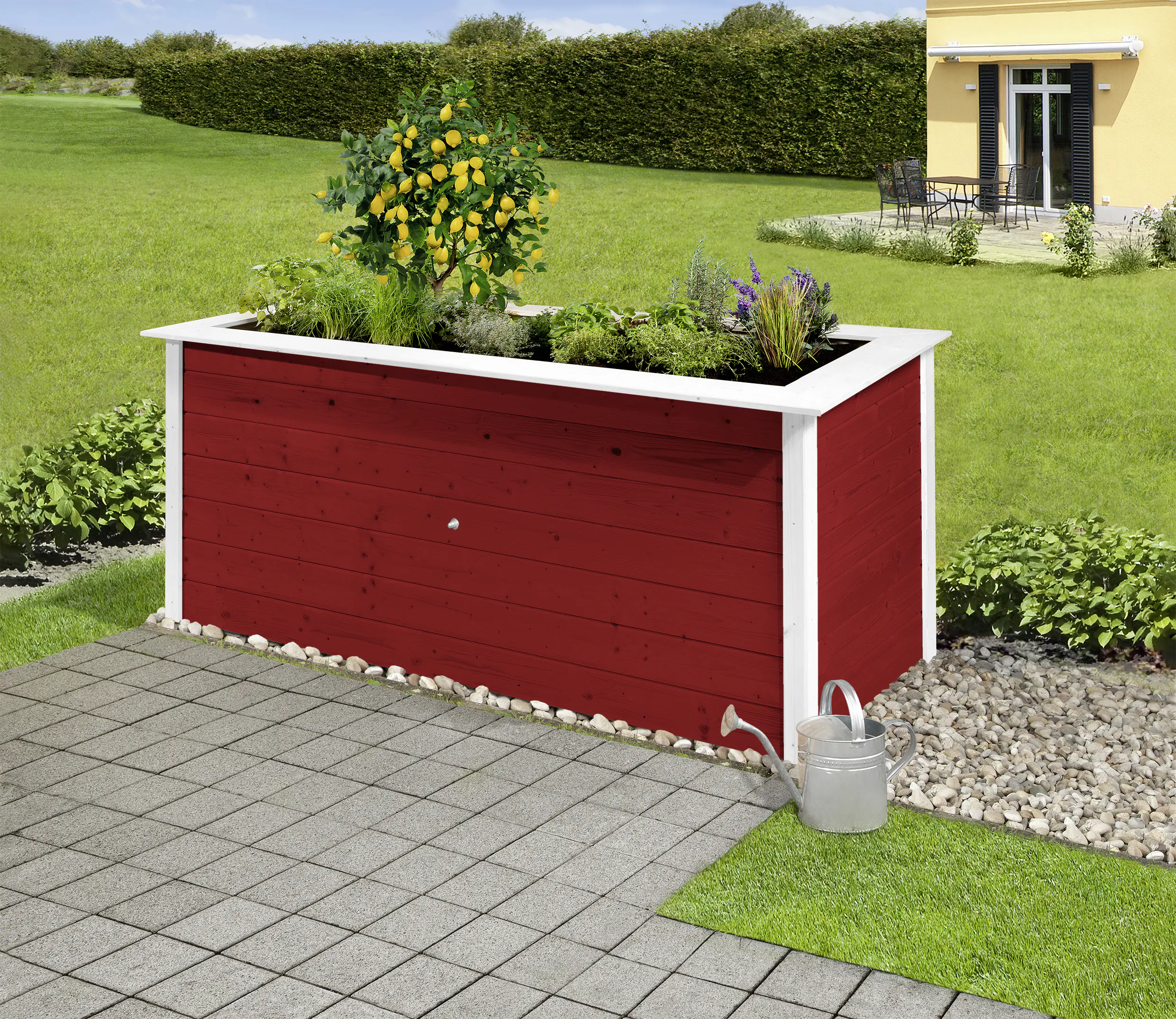 Weka Hochbeet 28 205 x 80 x 81 cm schwedenrot mit Noppenbahn, Wühlmausschutz