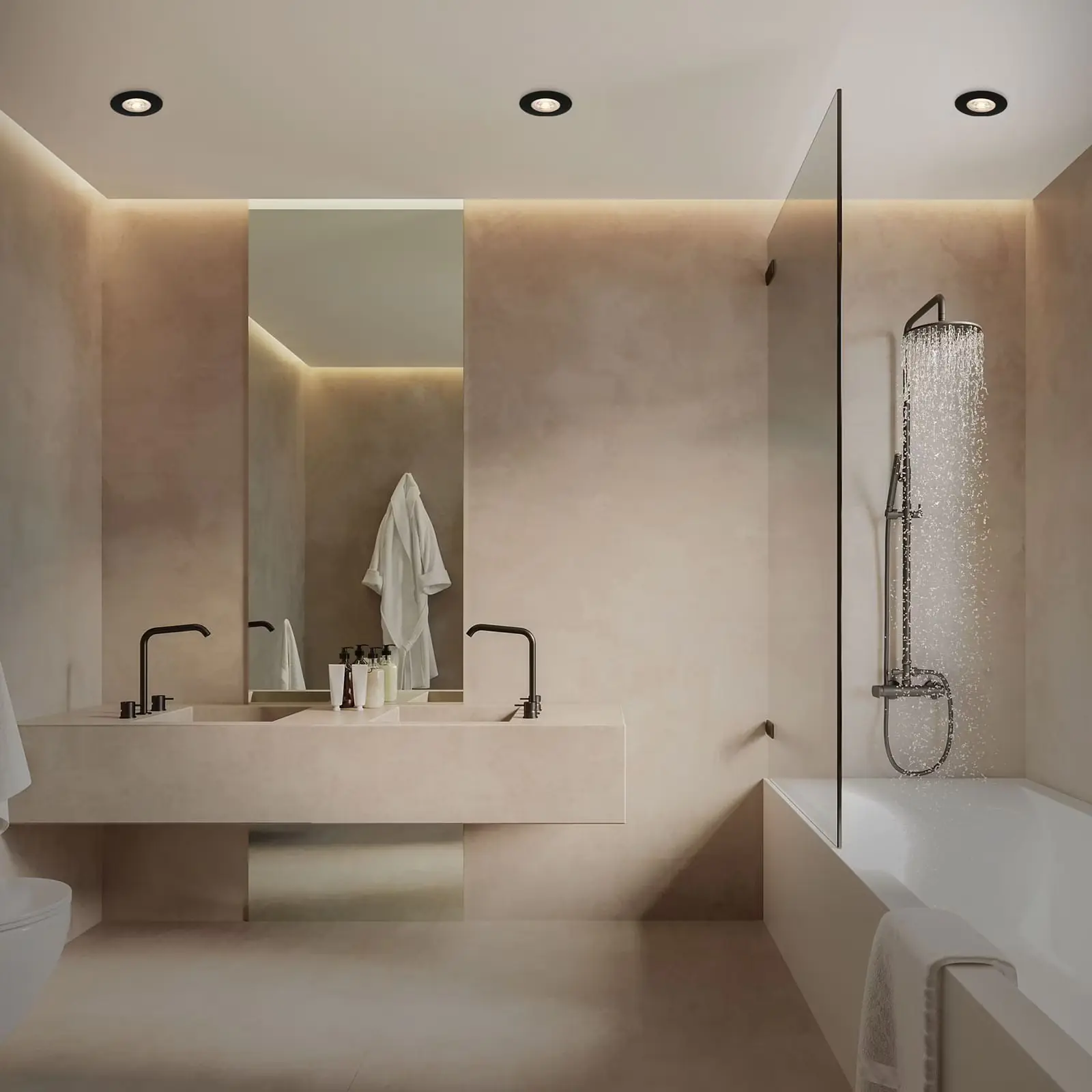 Di-Ka LED Einbauleuchte Kulana 3er Set schwarz-matt Ø 9 cm 4,9W, warmweiß