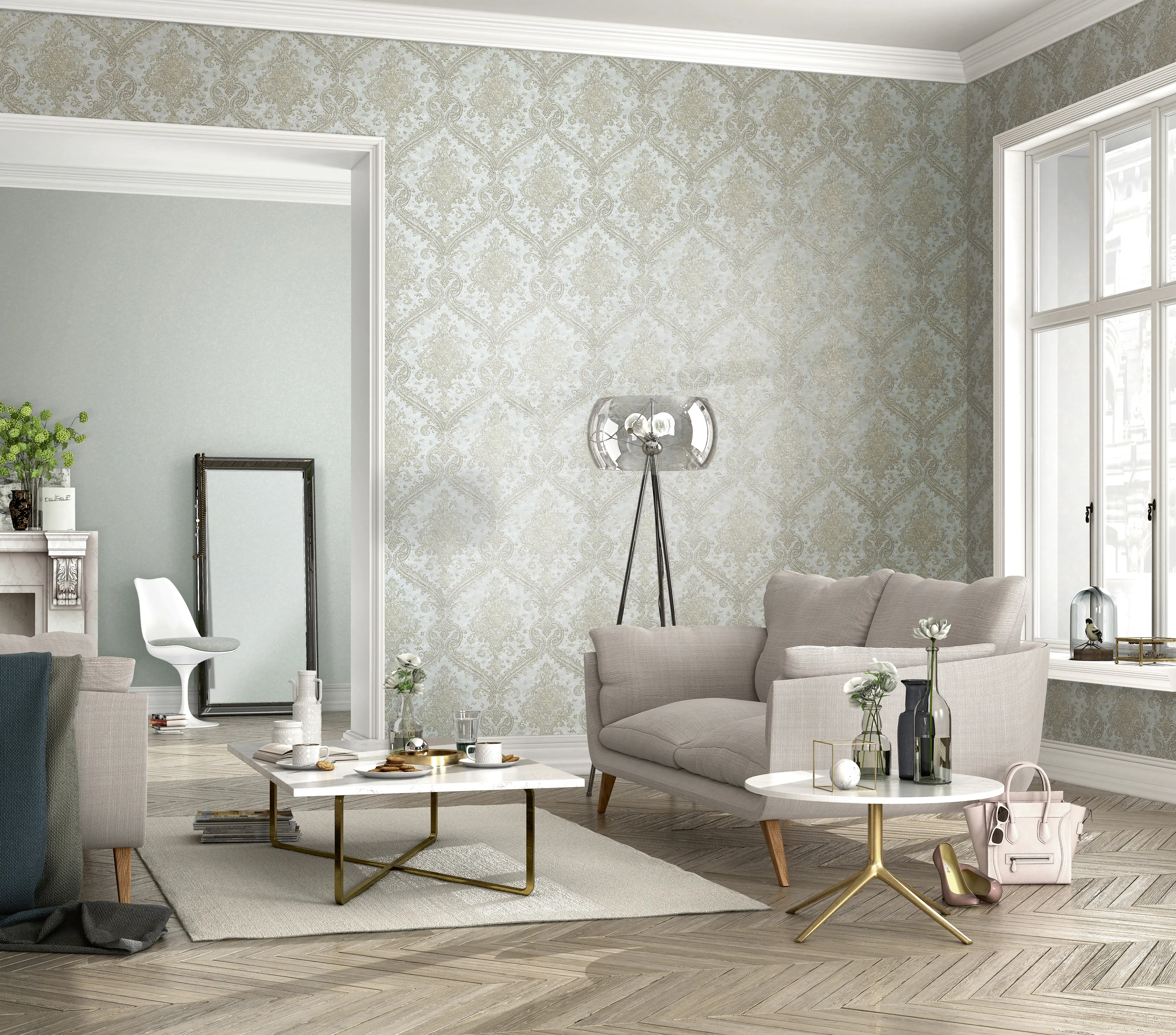 Rasch Vliestapete 420630 Saphira uni blau 10,05 x 0,53 m