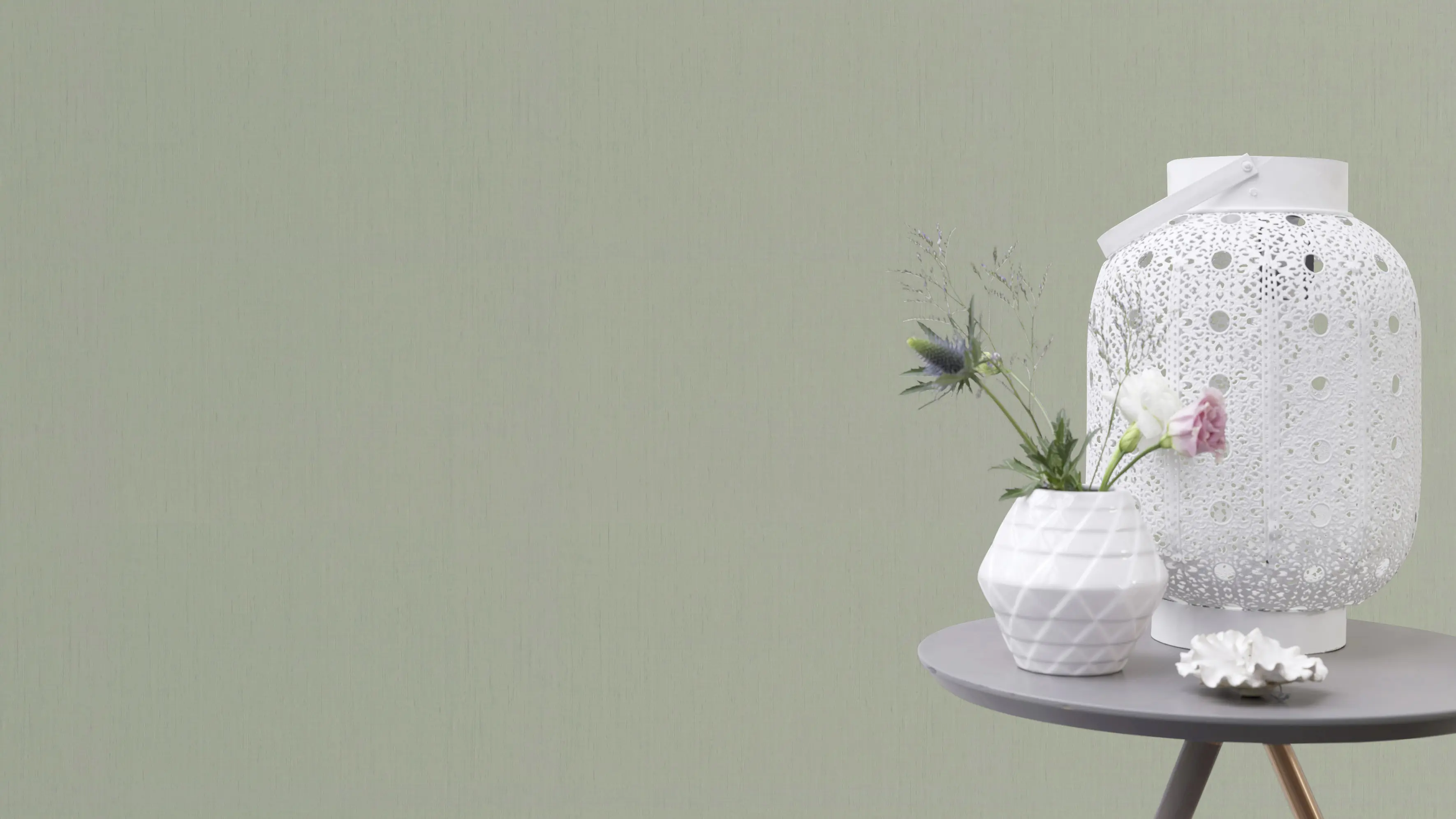 Rasch Vliestapete 746136 Grün-Salbei hell Uni 10,05 m x 0,53 m