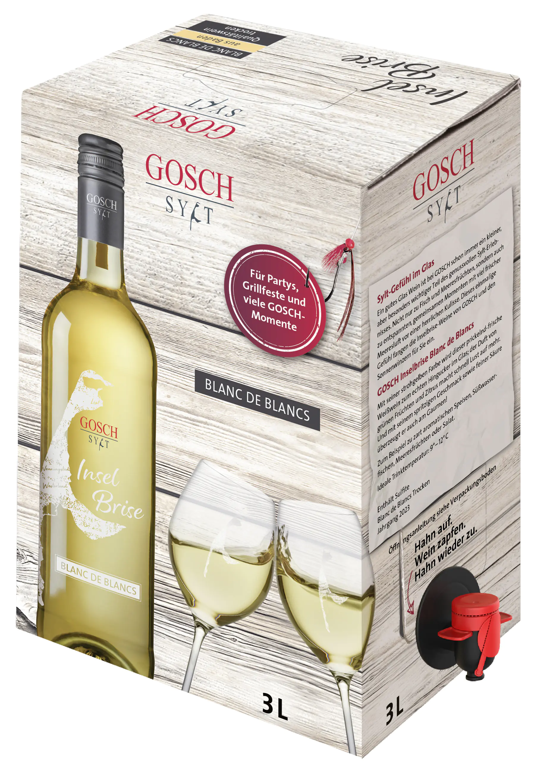 Gosch Inselbrise Weißwein Blanc de Blancs trocken 1 x 3 l Gosch Inselbrise Weißwein Blanc de Blancs trocken 1 x 3 l