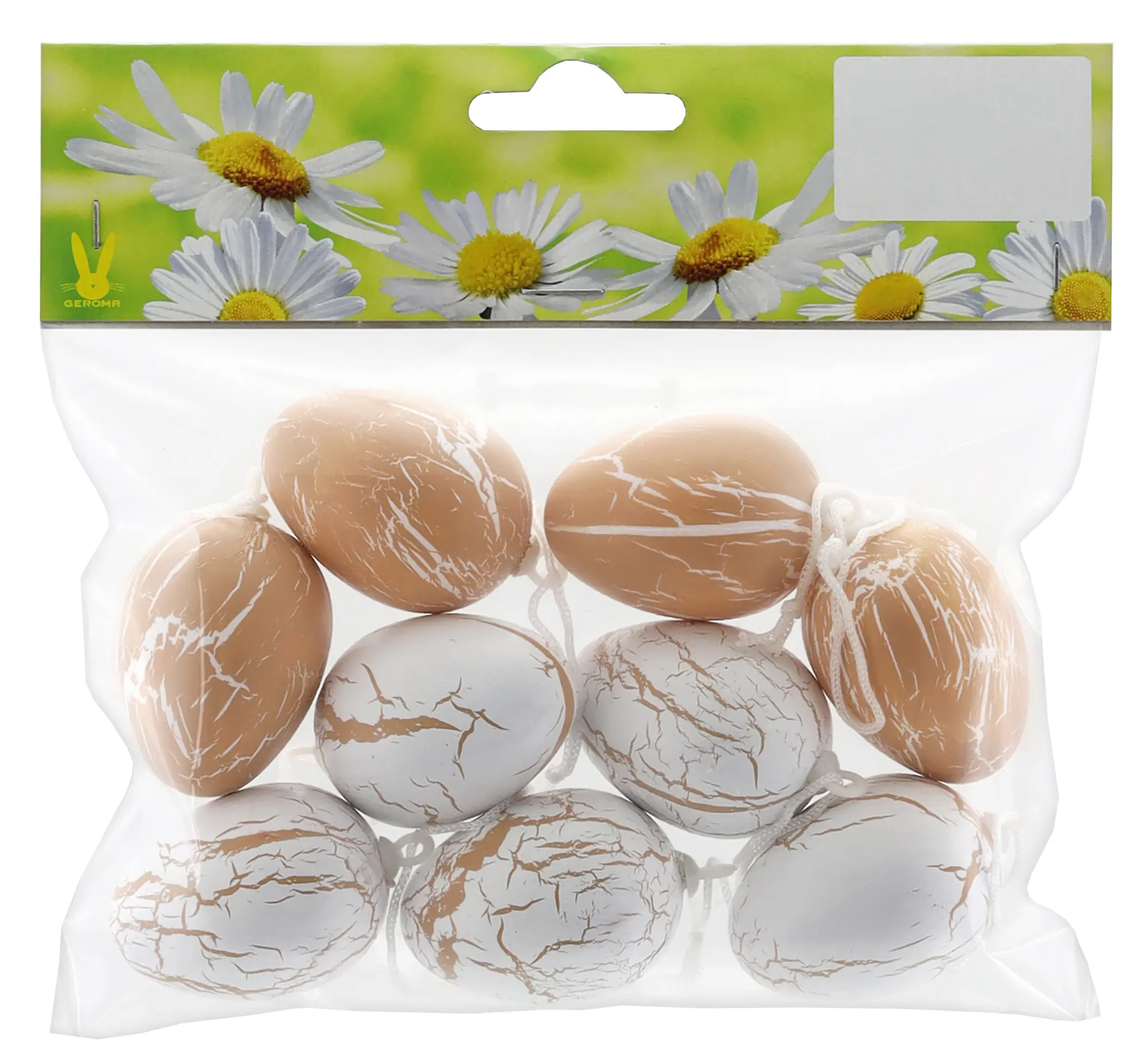 Osterdeko Eier zum Hängen 4 cm  weiß-braun marmoriert 9 Stück