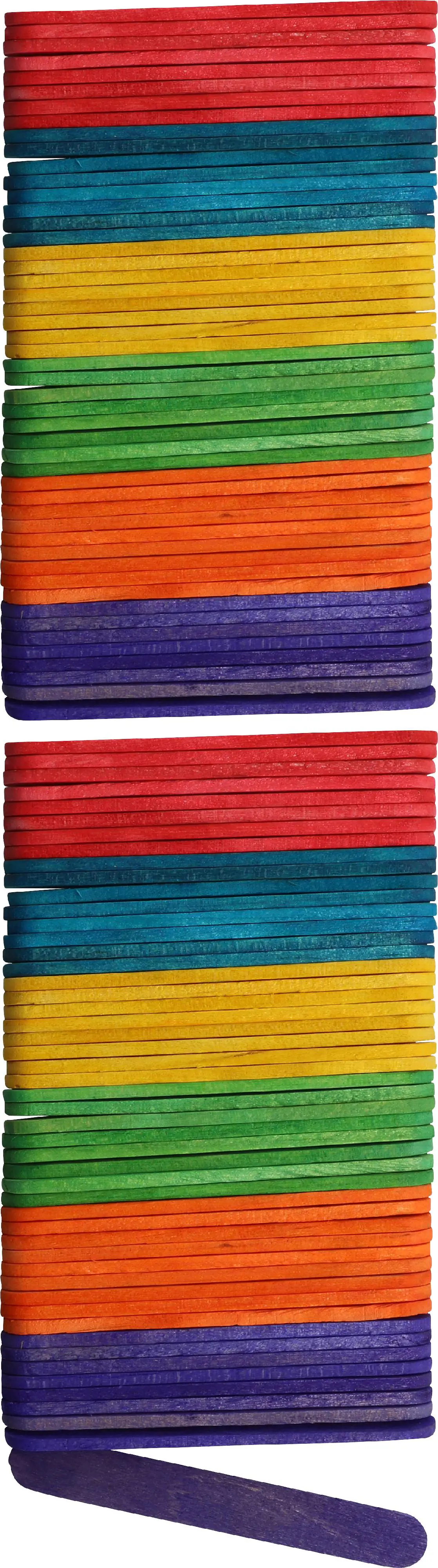 Glorex Bastelhölzer 8x65 mm 100 Stück farbig sortiert