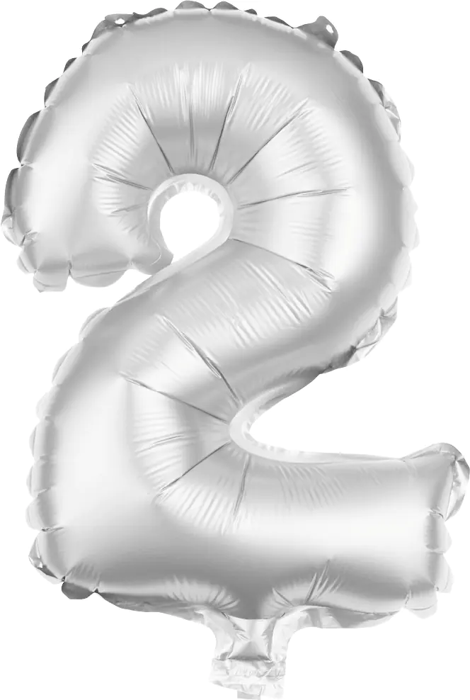 Folienballon Zahl 2 silber 100 cm Folienballon Zahl 2 silber 100 cm