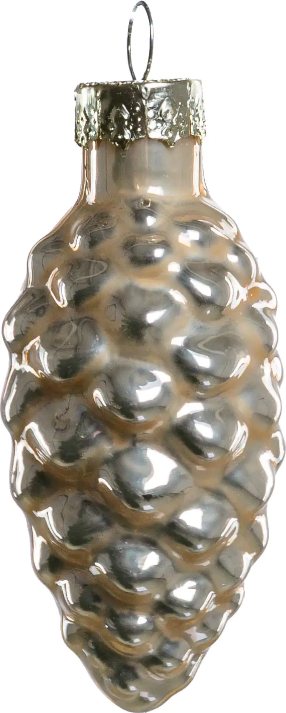 2076601552864_02 TrendLine Weihnachtskugeln Glas-Tannenzapfen 6 cm champagner 12 Stück