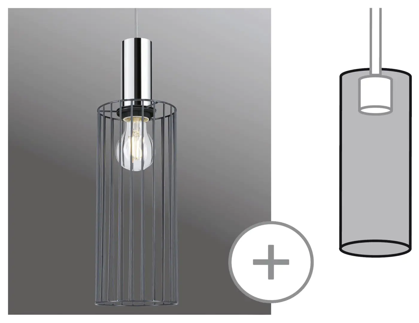 Paulmann URail Lampenschirm Biraha 2Easy anthrazit 12 x 29 cm