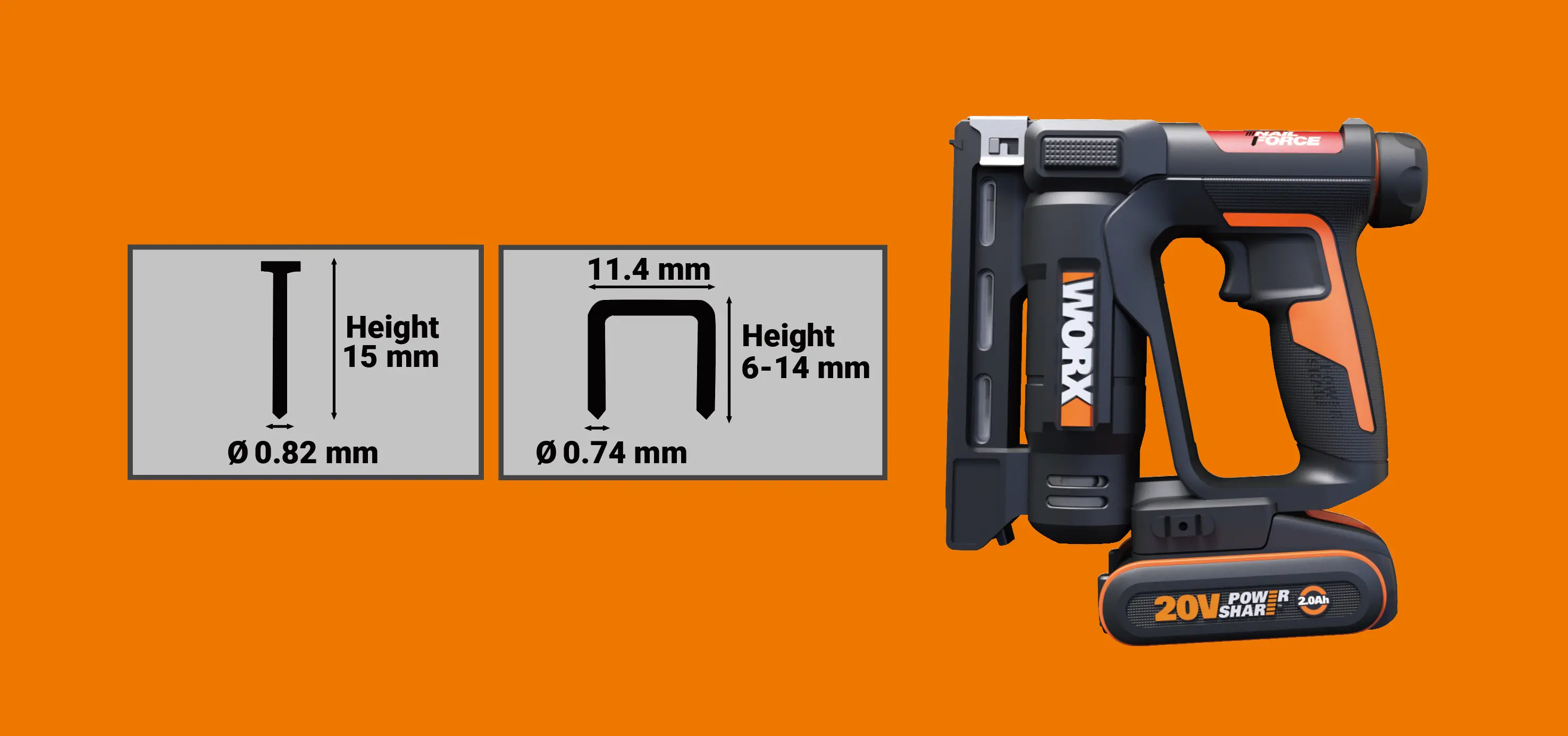 Worx Akku-Nagler & Tacker Nailforce WX843.9 20 V Solo Worx Akku-Nagler & Tacker Nailforce WX843.9 20 V Solo