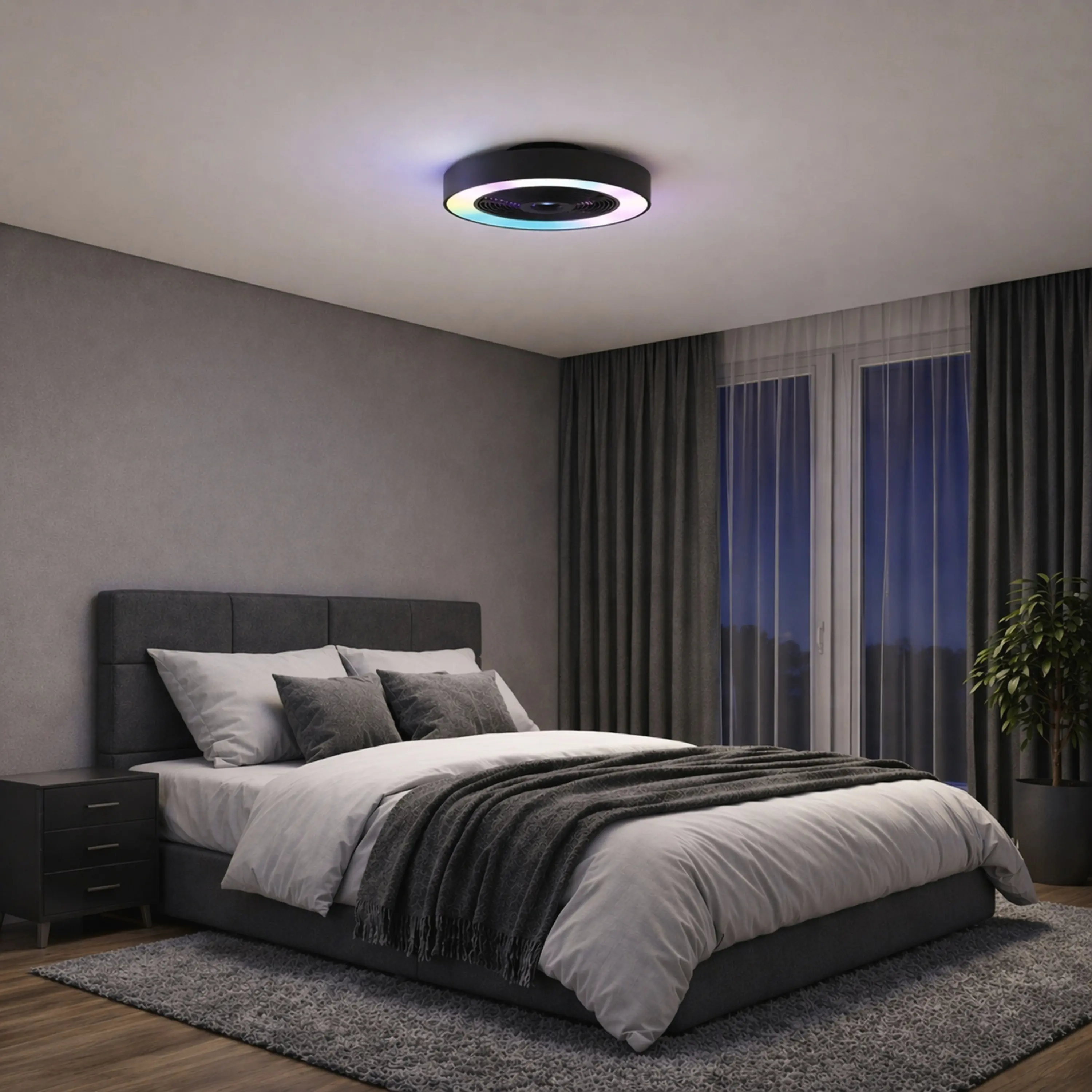 Briliant LED Deckenleuchte Catania mit Ventilator 40W RGB schwarz