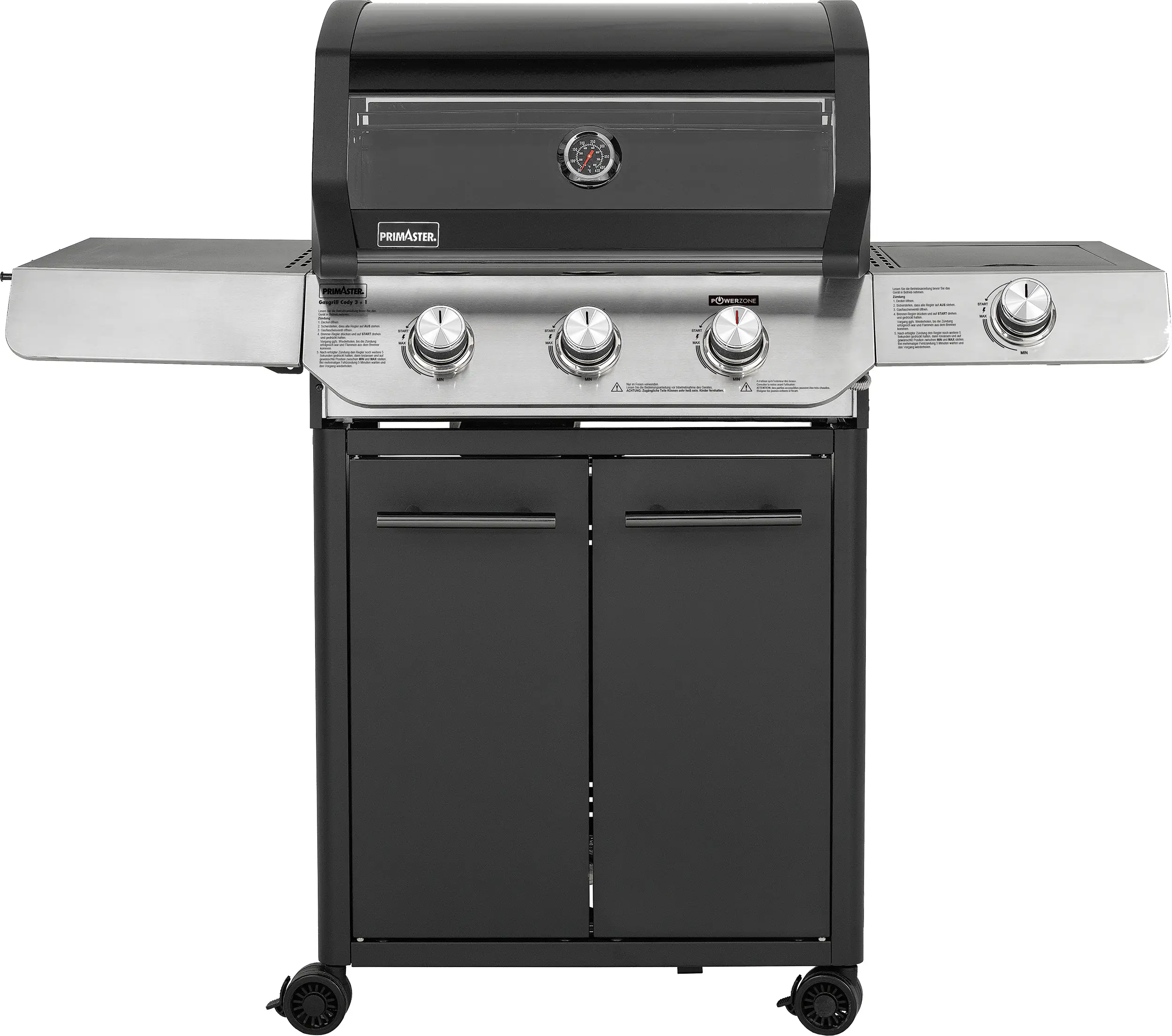Primaster Gasgrill Cody Powerzone & Seitenbrenner Grillfläche: 63,5 x 48 cm 