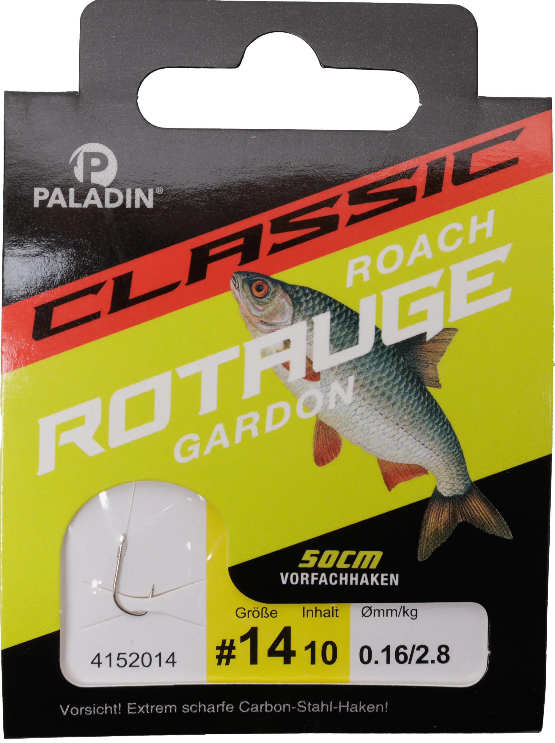 Paladin Rotaugenhaken gebunden Größe 14 50 cm 10 Stück nickel