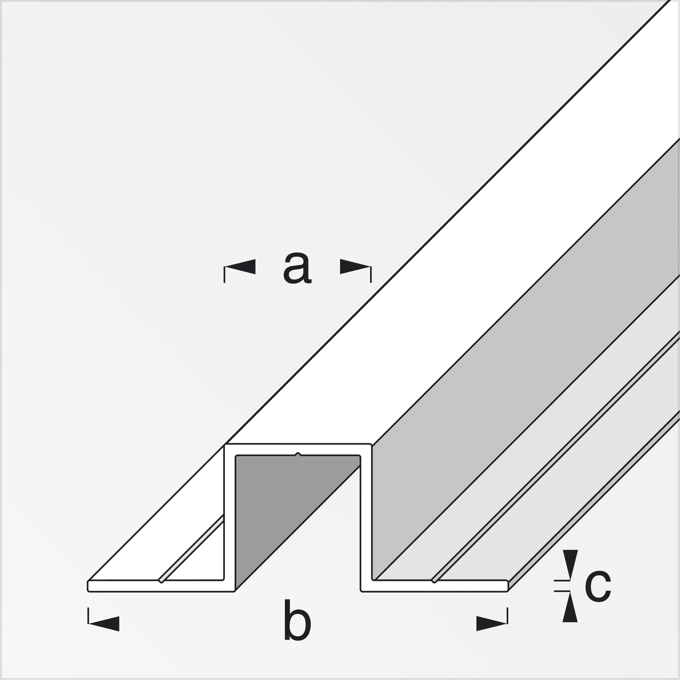 alfer Quadrat-U, 2 Schenkel 180º 1 m, 19.5 x 55.5 x 1.5 mm Alu roh blank alfer Quadrat-U, 2 Schenkel 180º 1 m, 19.5 x 55.5 x 1.5 mm Alu roh blank