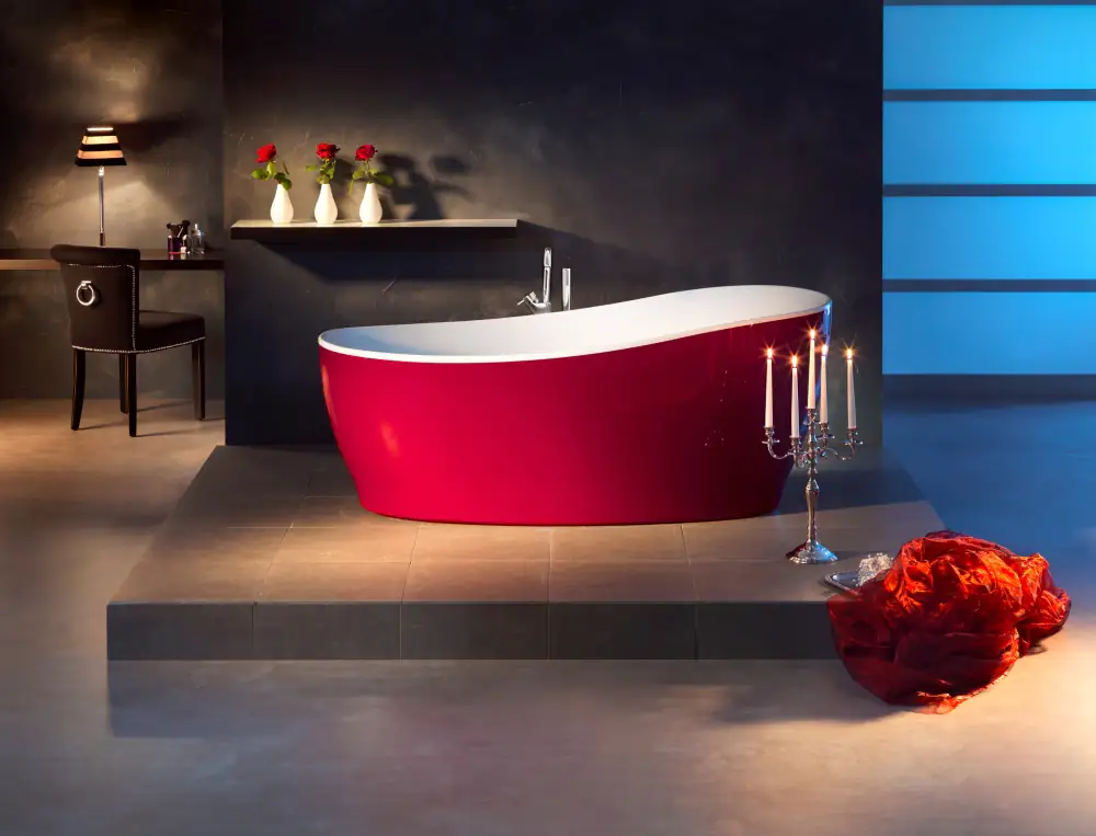 Ottofond Freistehende Badewanne Aviva 180 x 85 x 44 cm, bordeaux/weiß