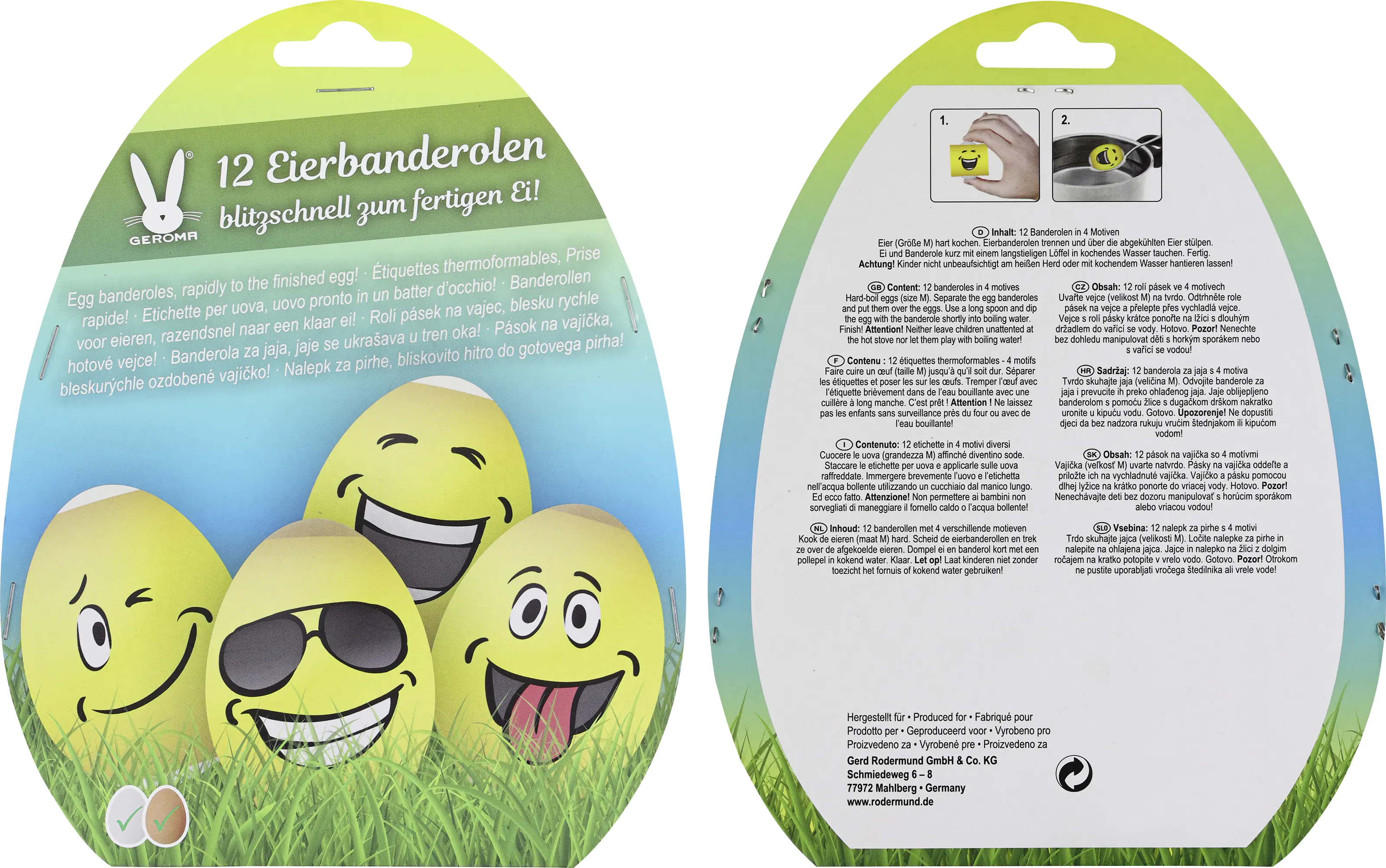 Ostereier-Banderolen mit Smileys 12 Stück