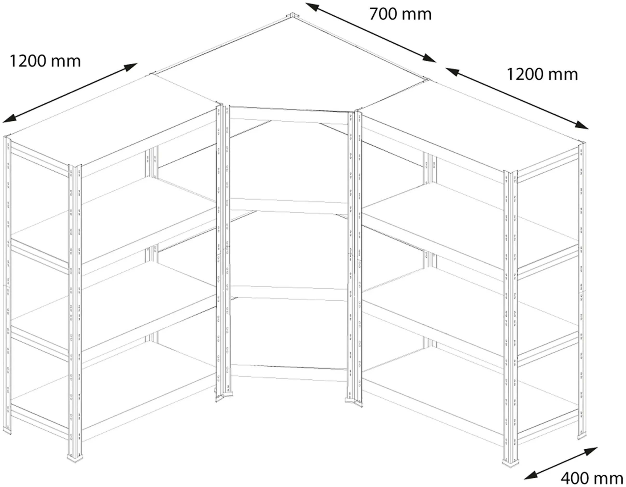 Ar Shelving Schwerlastregal-Set Rivet Budget verzinkt 180 x 190 cm mit 4 HDF-Böden 700 kg