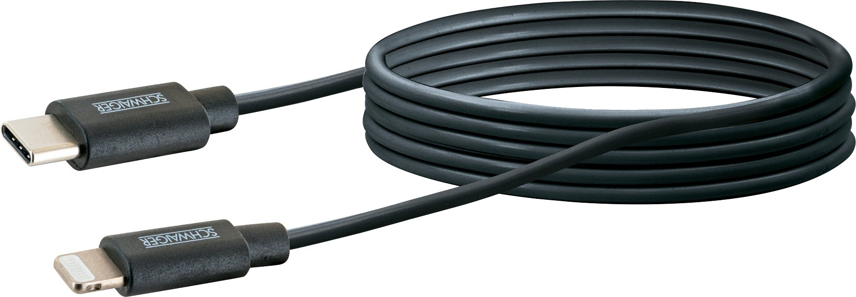 Schwaiger Sync und Ladekabel Apple Lightning USB Type C, schwarz, 2 m