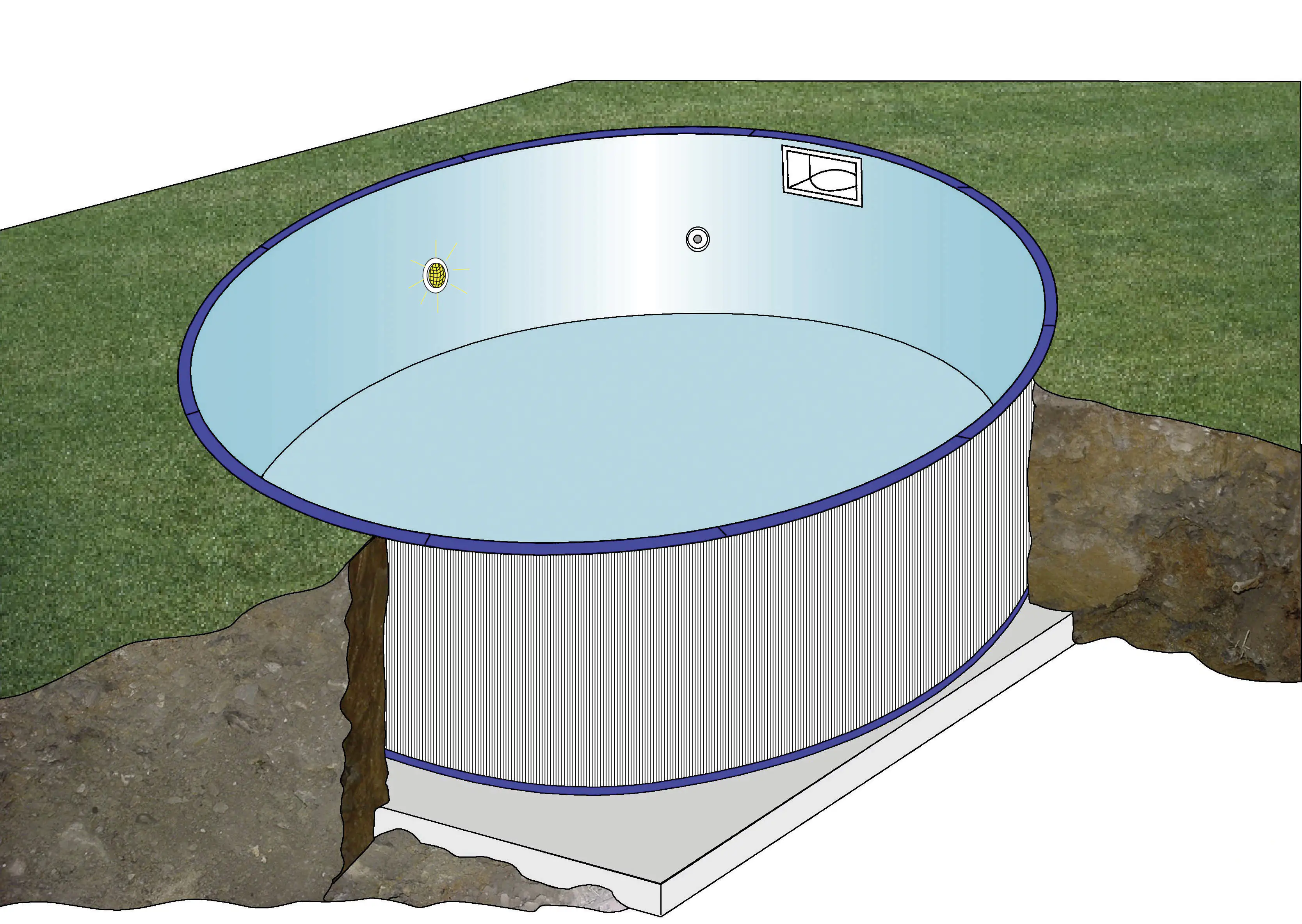 Gre Stahl-Einbaupool Moorea rund Ø 420 x 150 cm