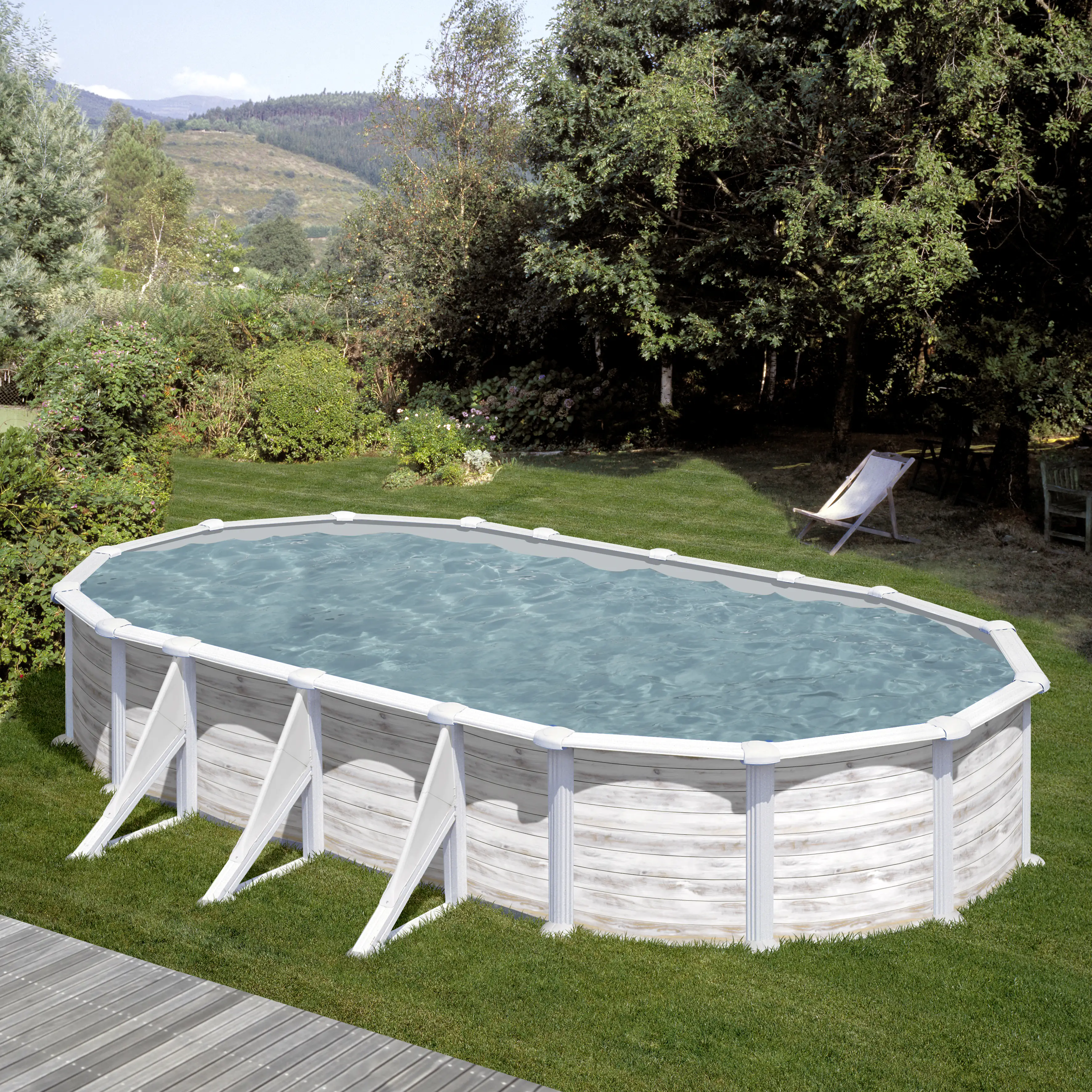 8412081313689 Gre Stahlwandpool oval mit Nordicoptik 730 x 375 x 132 cm