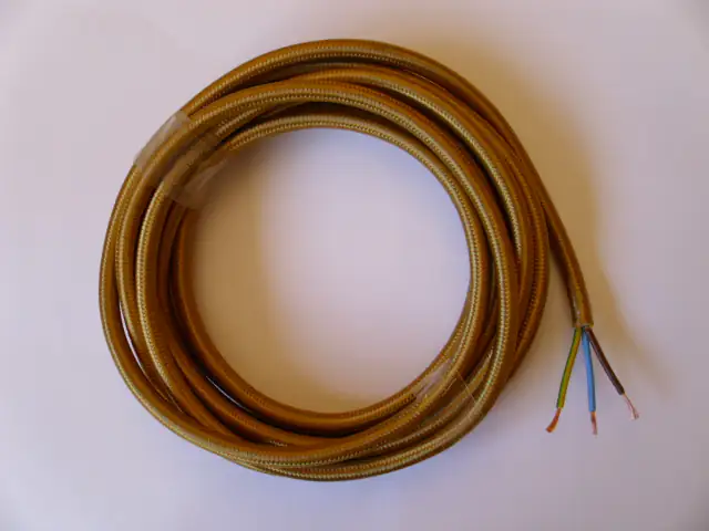 Textilkabel glatt 3 x 0,75 - 1 Meter, braun