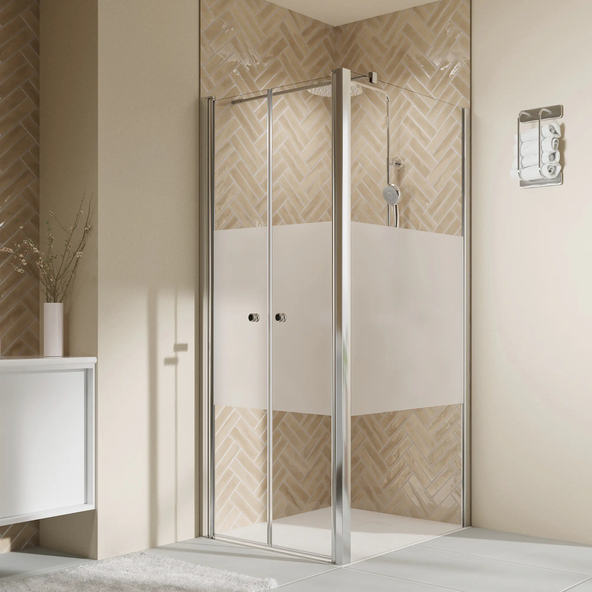 Breuer Dusch-Seitenwand für Pendeltür Elana 2.0 rund Anschlag rechts 90 x 200 cm silber matt