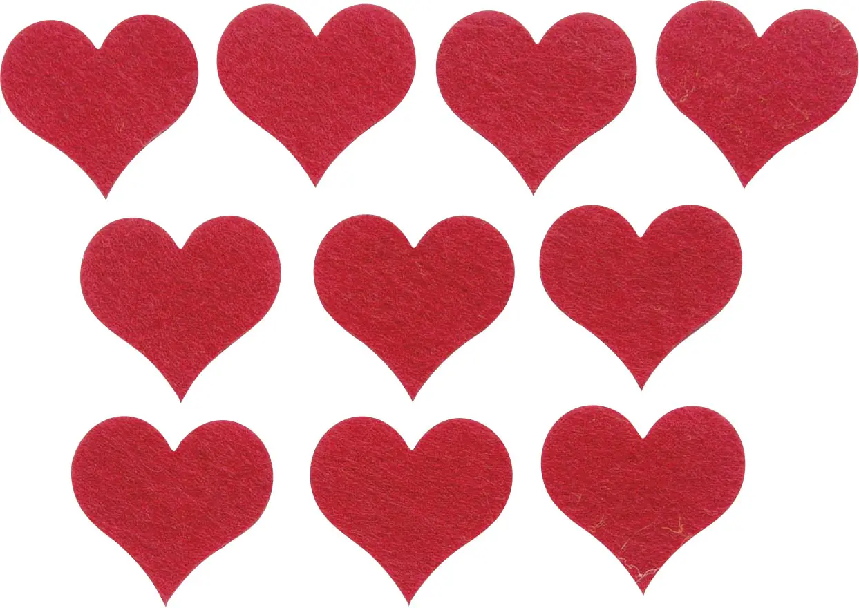 Glorex Filz-Herz 10 Stück, 4 cm, rot