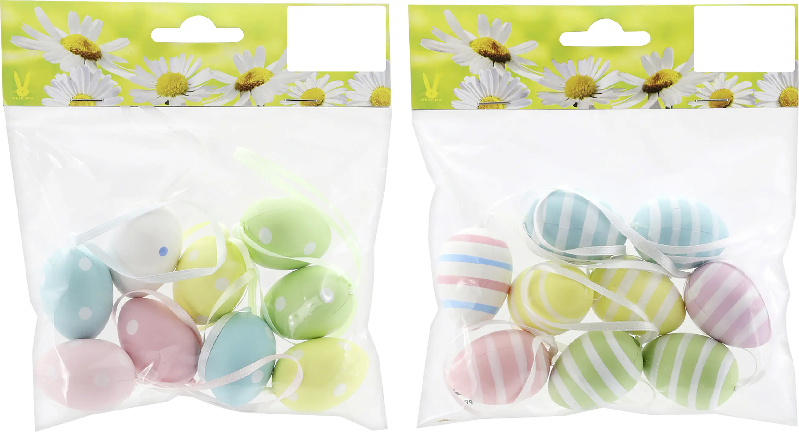 Ostereier Kunststoff zum Hängen 4 x 2,8 cm bunt mit Muster 9 Stück