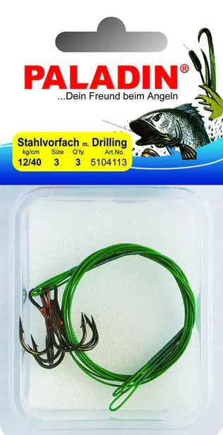 Paladin Stahlvorfach Drilling Gr. 2 Tragkraft 15 kg Länge 40cm 3 Stück