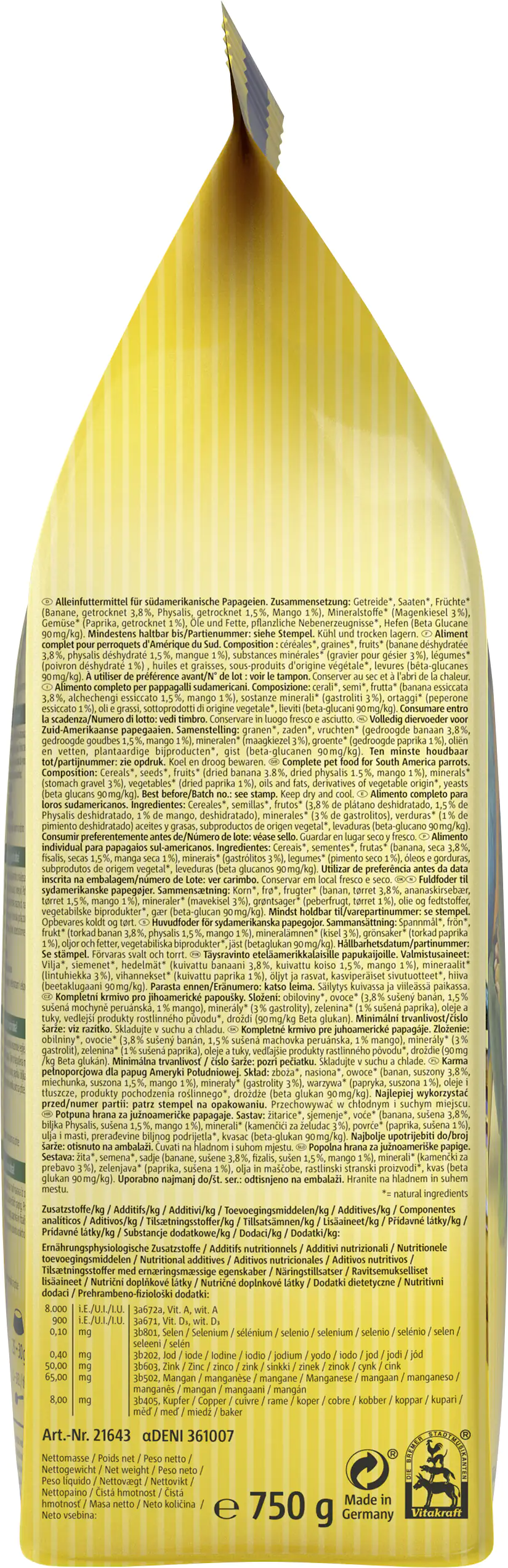 Vitakraft AMAZONIAN südamerik. PA 750 g Vitakraft AMAZONIAN südamerik. PA 750 g