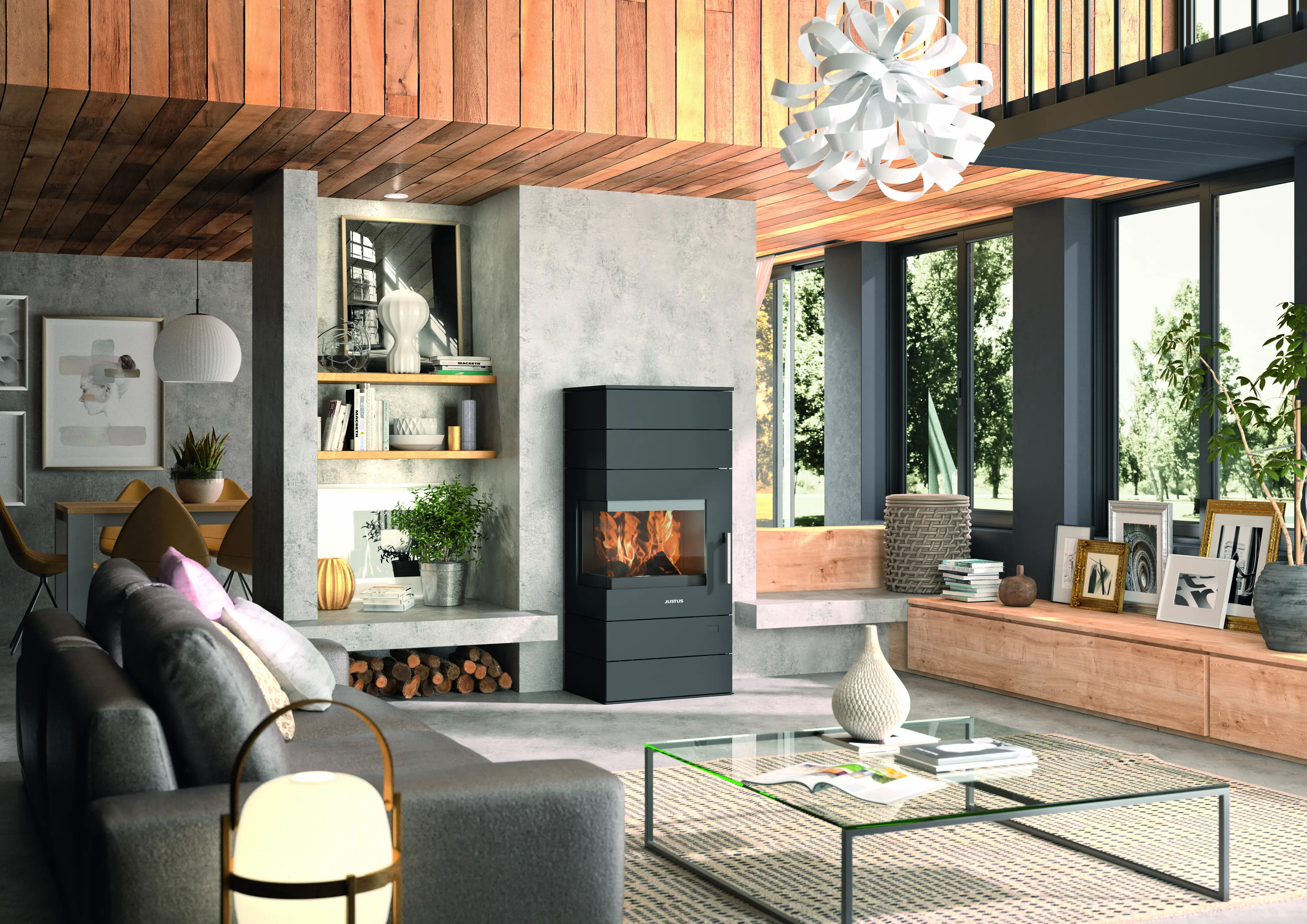 Justus Kaminofen Voga W+ Stahl schwarz 7 kW