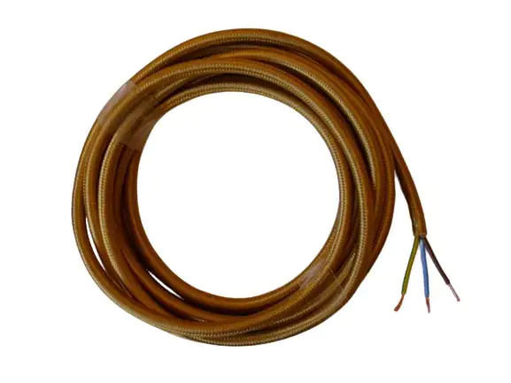 Textilkabel glatt 3 x 0,75 - 1 Meter, braun