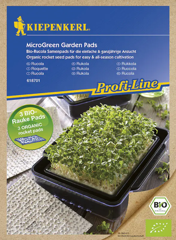 4000159618701 Kiepenkerl Nachfüllpads für Micro Green Garden BIO Rucola Eruca sativa, Inhalt: 3 Stück