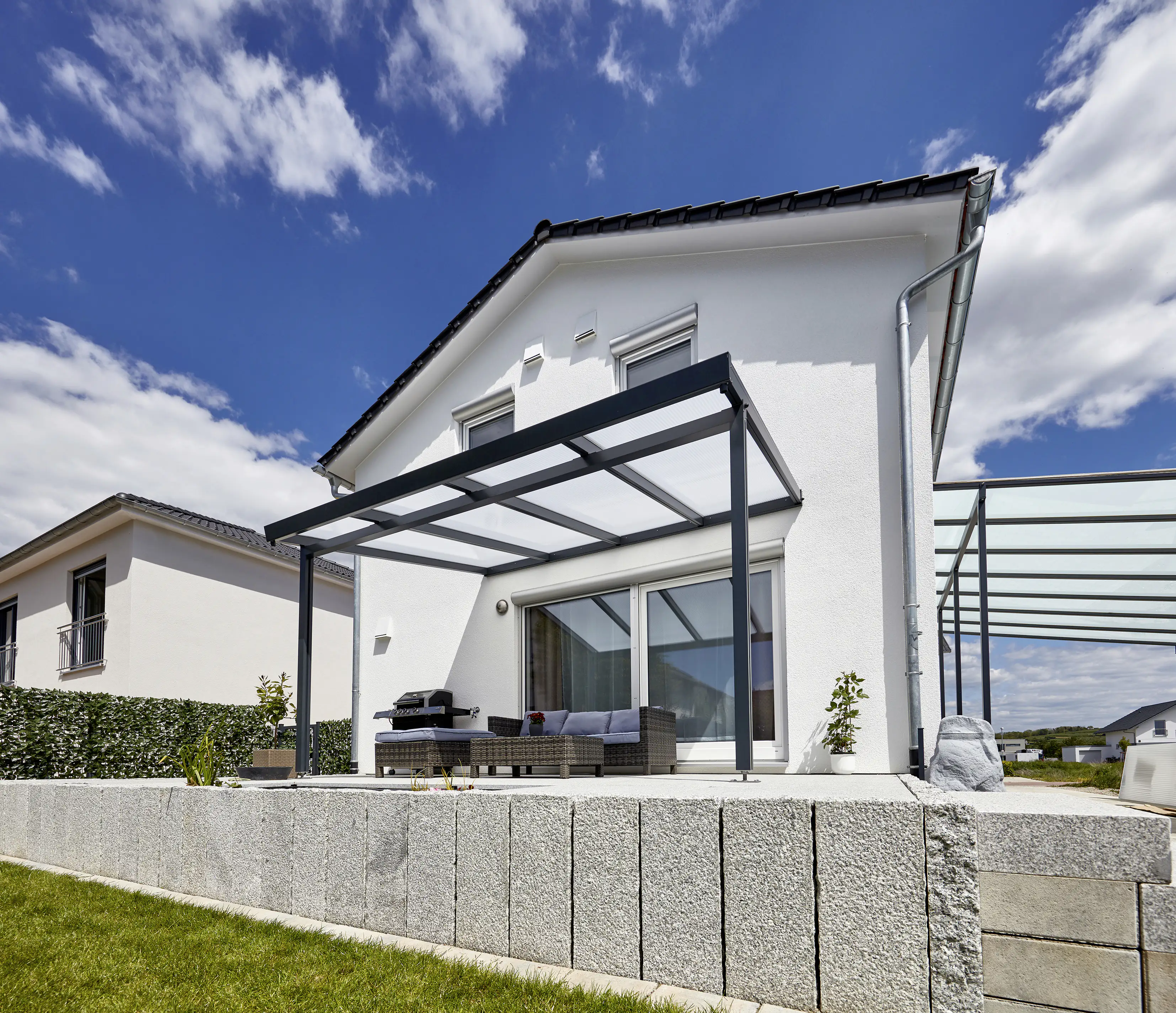 Gutta Premium Terrassendach 410,2 x 306 cm anthrazit PC weiß opal 16 mm