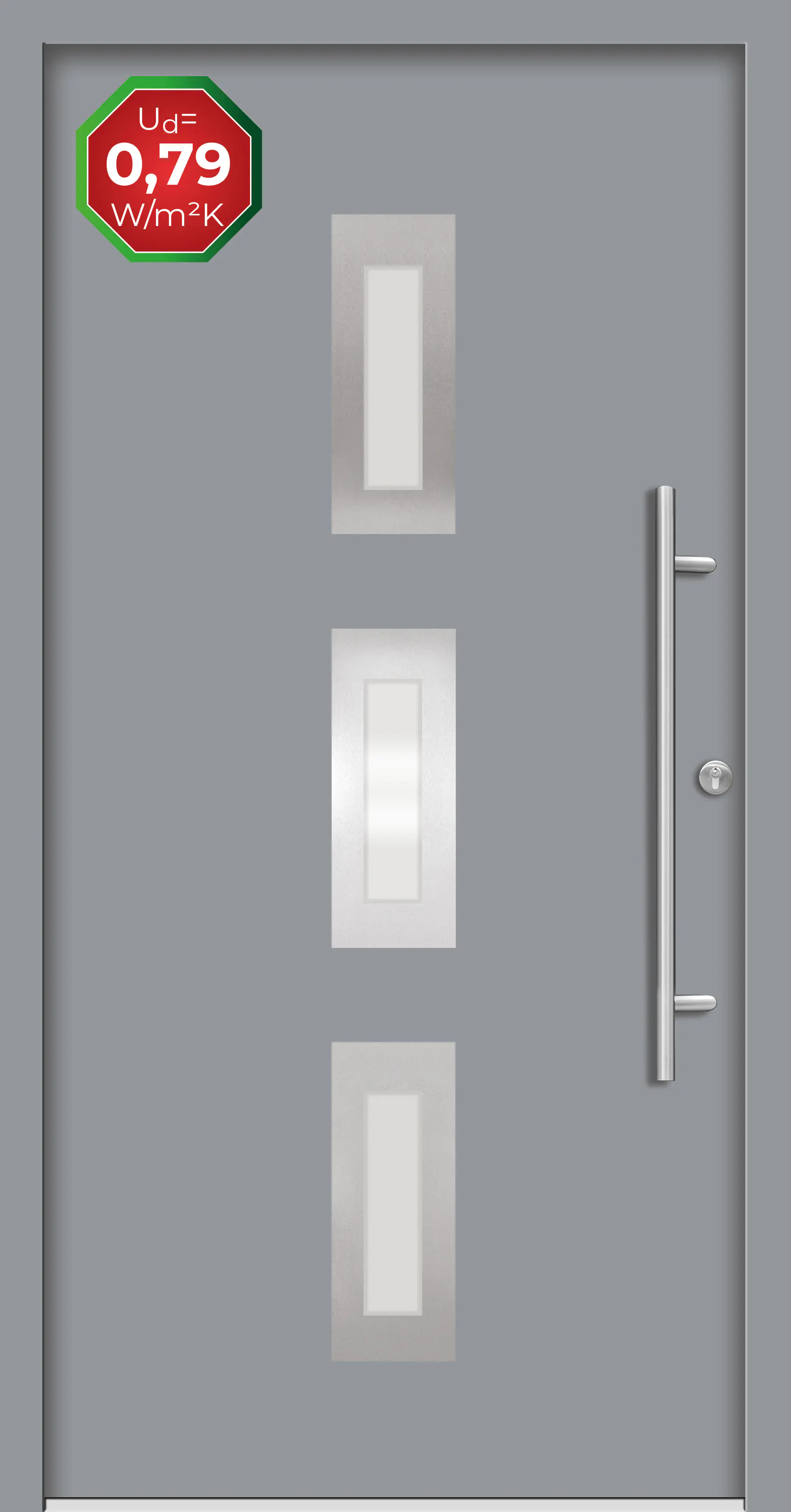 Splendoor Haustür Passivedoor Premium B02 Grau DIN Rechts 110 x 210 cm