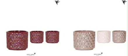 Kolibri Home Übertopf Diamond Pearl Keramik Ø 6 x 6 cm 3-fach sortiert