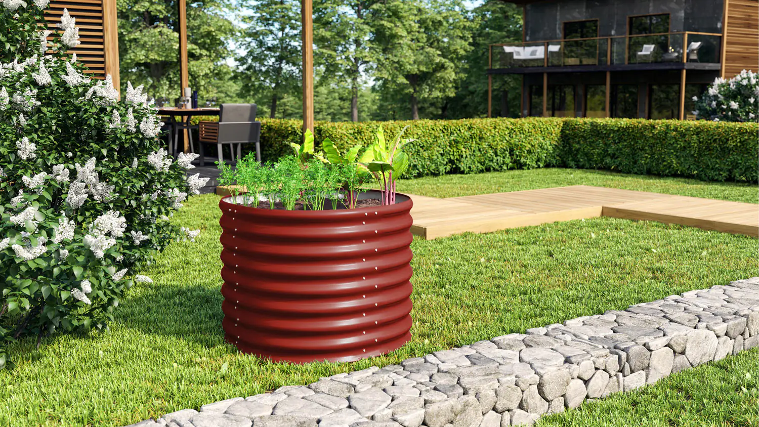 Vitavia Hochbeet Terra Rund 82 x 82 x 63 cm rubin