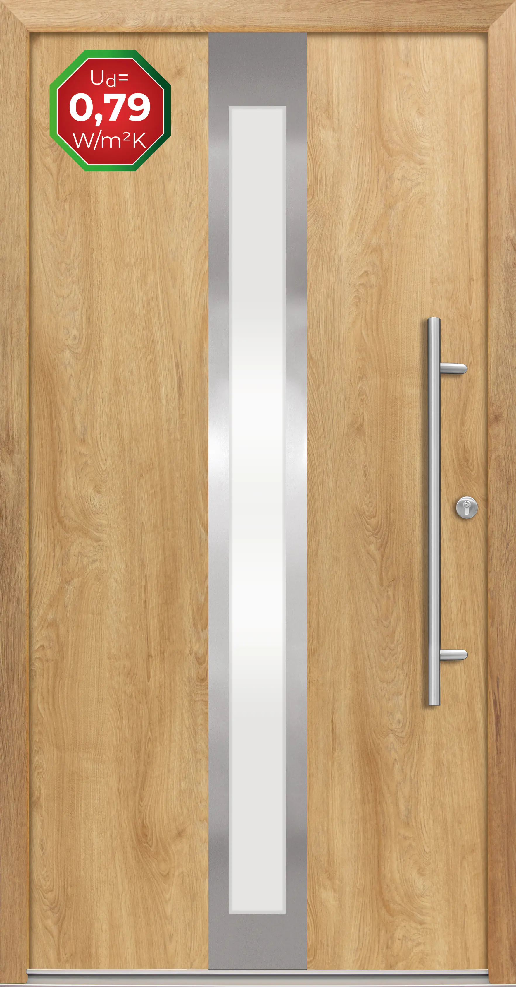 Splendoor Haustür Passivedoor Premium B01 Eiche Natur DIN Rechts 110 x 210 cm