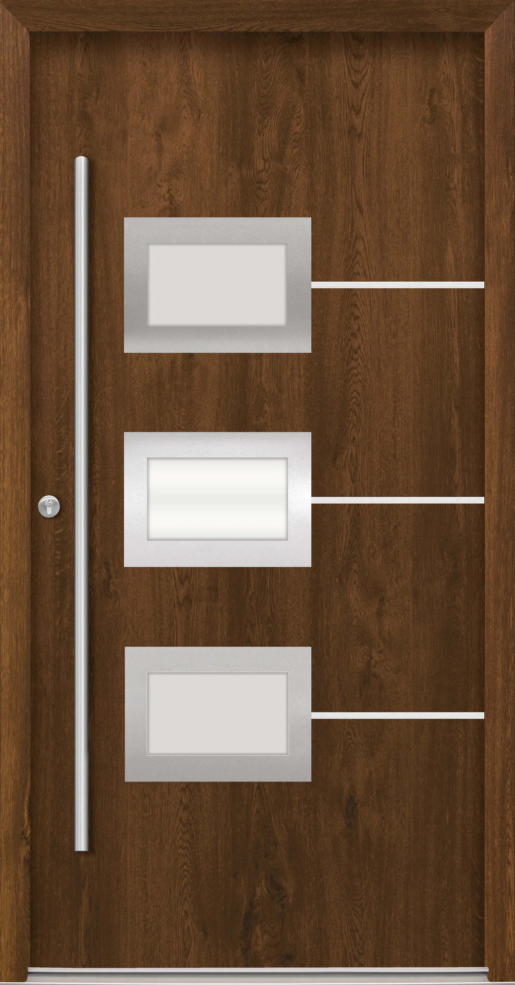 Splendoor Haustür Passivedoor Premium B03 Nussbaum DIN Links 110 x 210 cm
