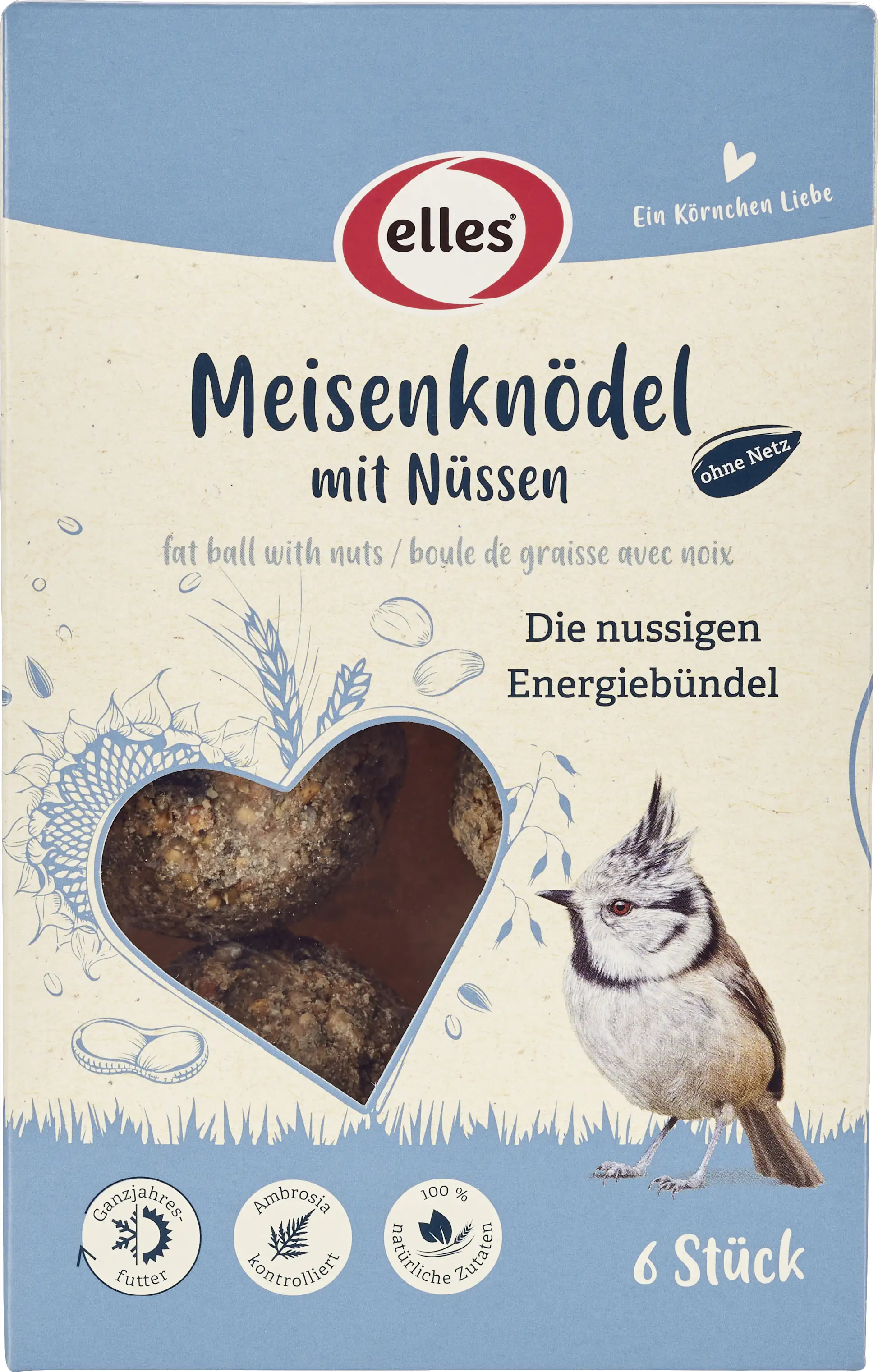 Elles Meisenknödel ohne Netz mit Nüssen 6 Stück Elles Meisenknödel ohne Netz mit Nüssen 6 Stück