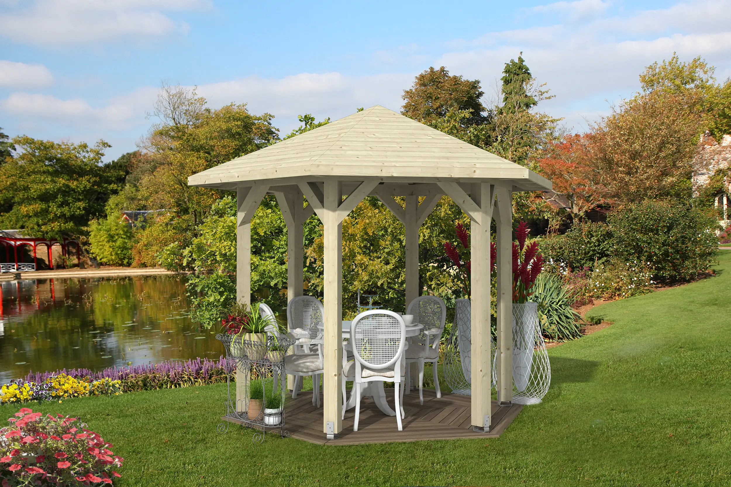 4018211371600 SKAN HOLZ Pavillon Nancy 1 Leimholz, natur