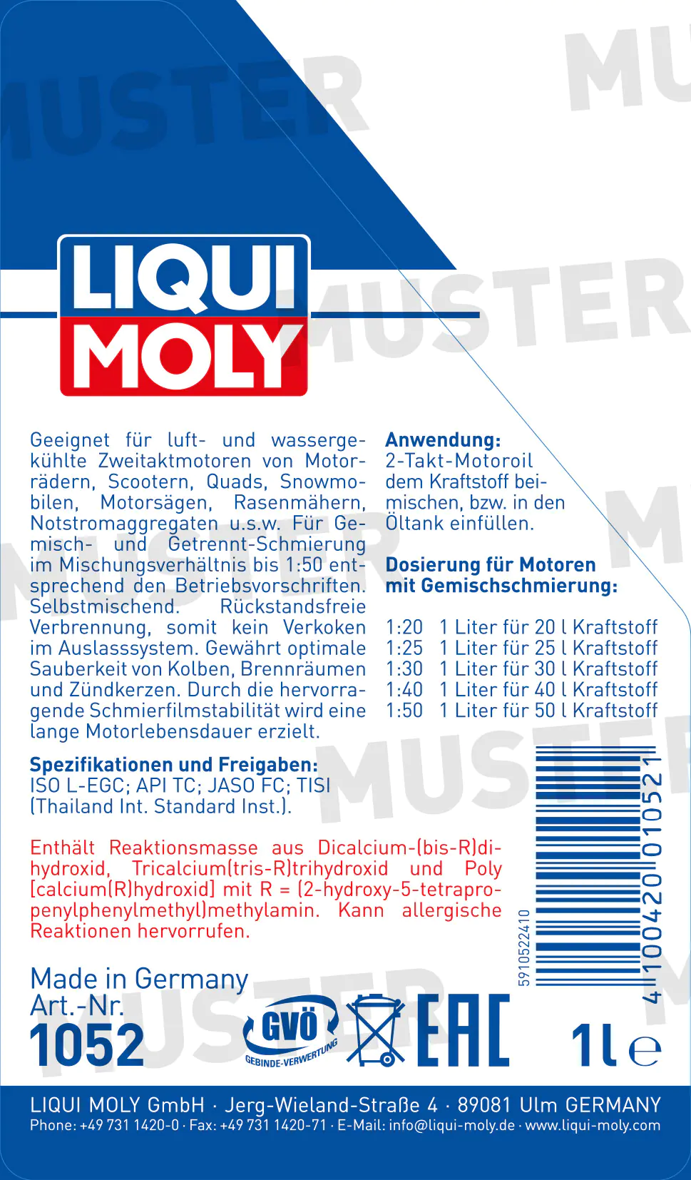 Liqui Moly 2-Takt Motoröl (Selbstmisch-Gebinde) 1 L Liqui Moly 2-Takt Motoröl (Selbstmisch-Gebinde) 1 L
