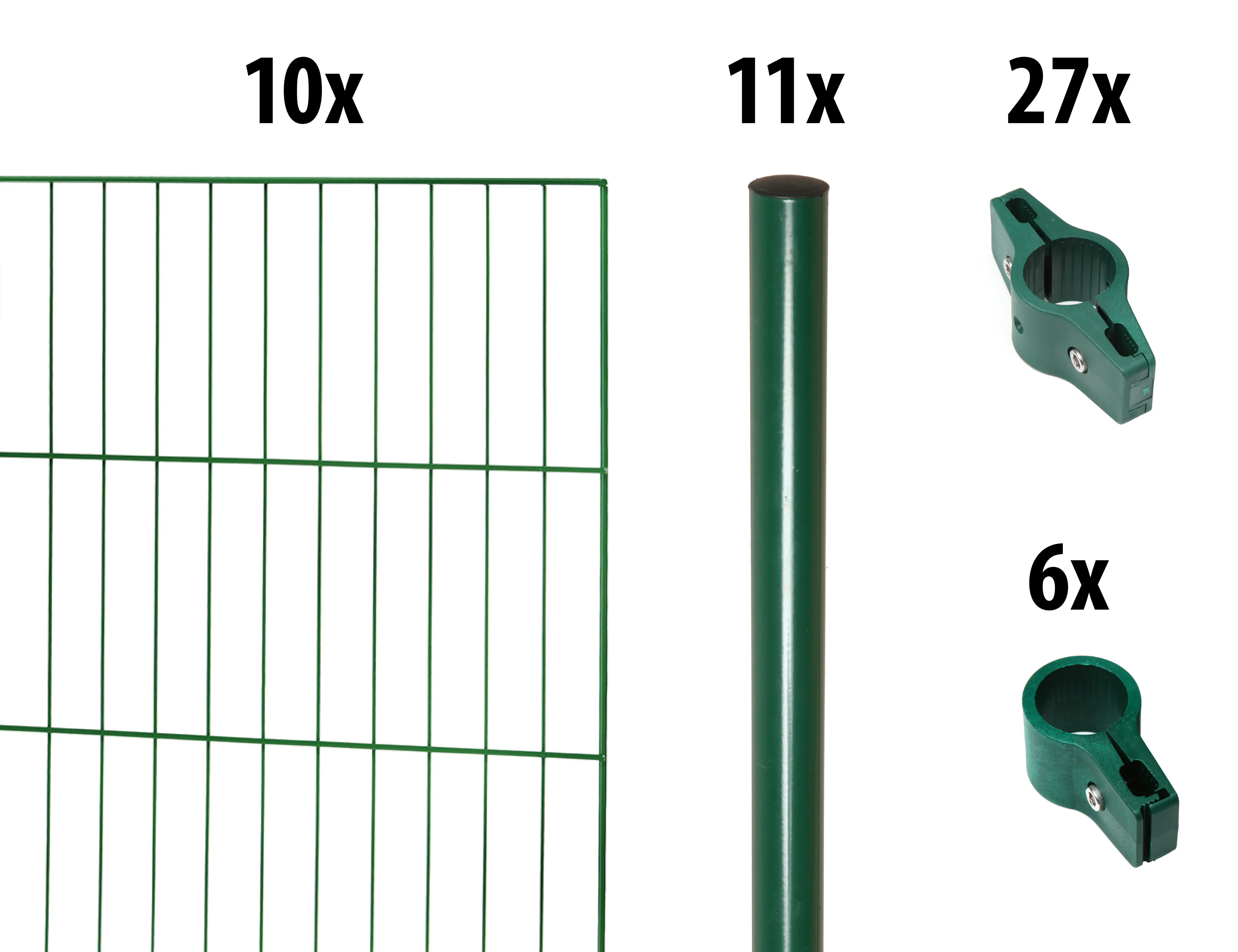 Floraworld Einstabmatten-Zaun Set Classic 20 m 200 x 100 cm inkl. 11 Pfosten 150 cm moosgrün