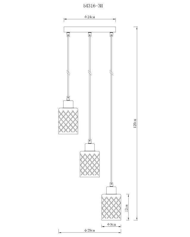 Globo Hängeleuchte Alonso 29 x 120 cm Ø x H schwarz