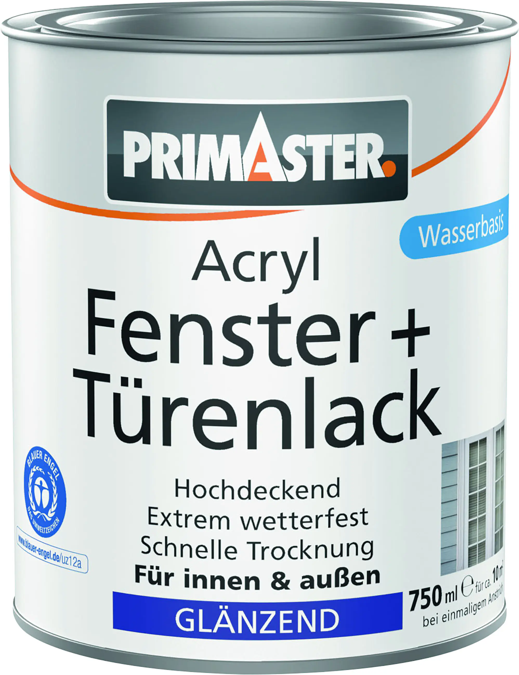 Primaster Acryl Fenster + Türenlack weiß glänzend 750 ml