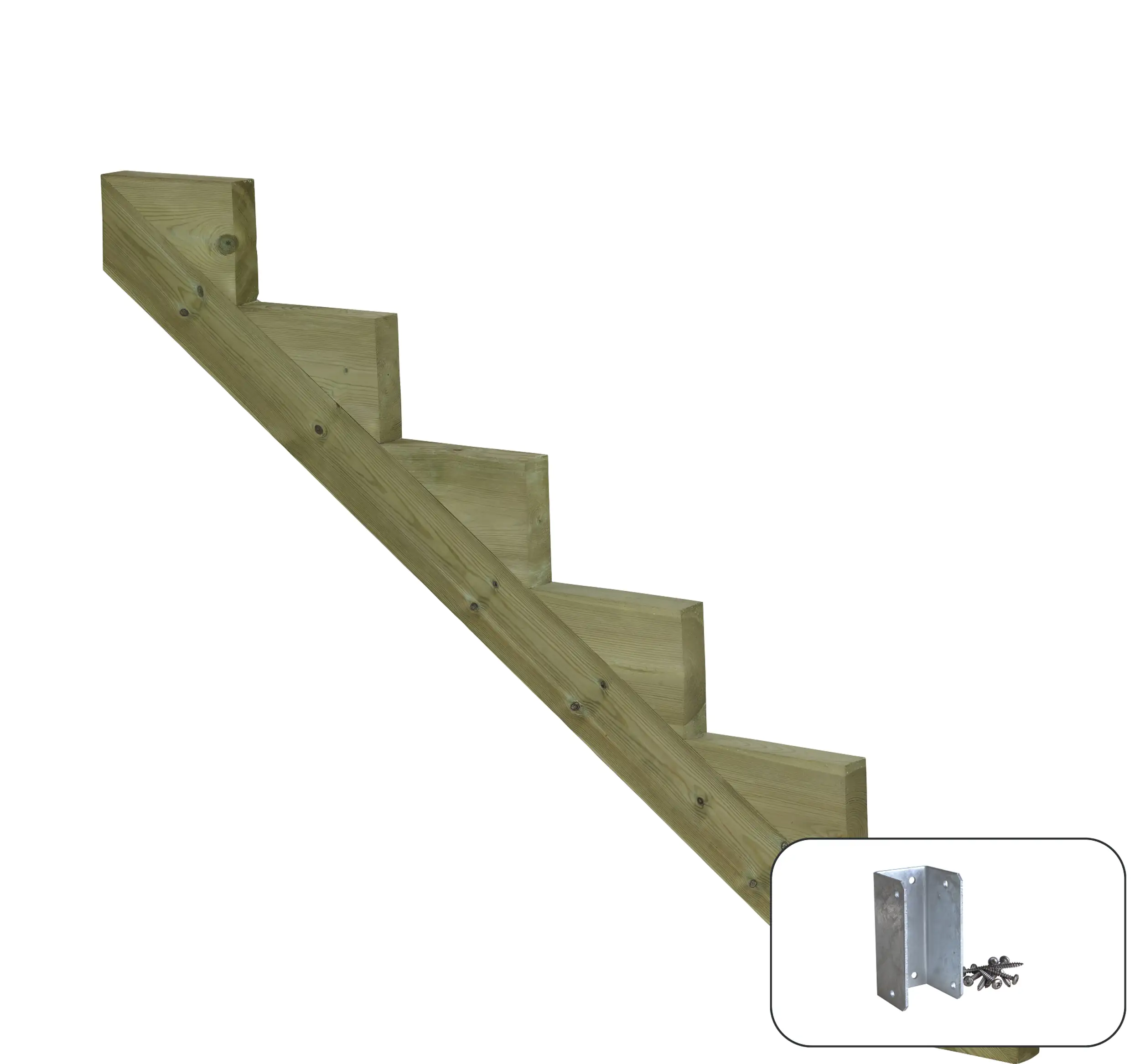 Plus Treppenwange Kiefer 17 cm Stufenhöhe mit Beschlag Plus Treppenwange Kiefer 17 cm Stufenhöhe mit Beschlag